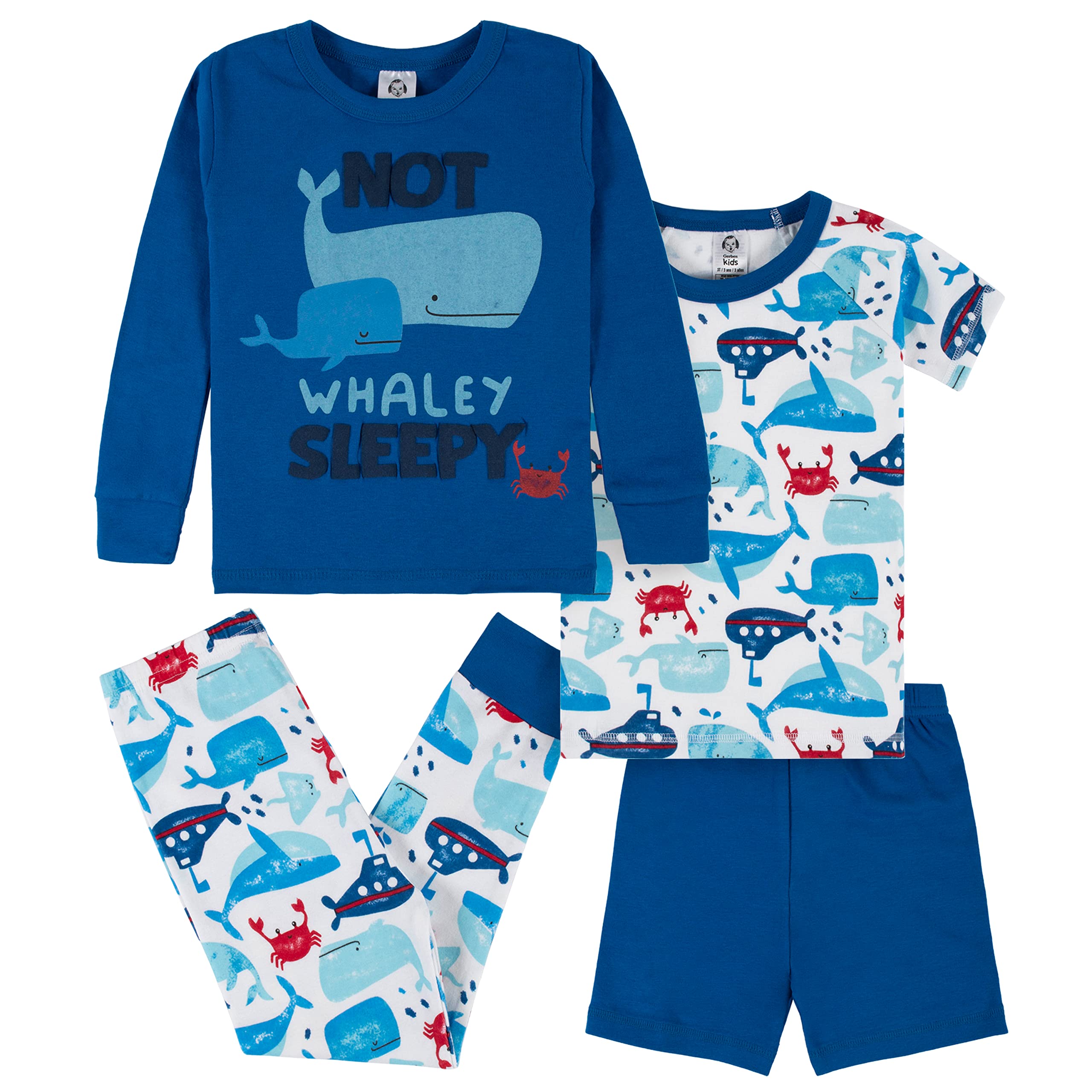 Gerber Baby Boys' 4-Piece Pajama Set - Soft Cotton Sleepwear for Toddlers 12-24 Months | Perfect for Bedtime & Nursery Comfort