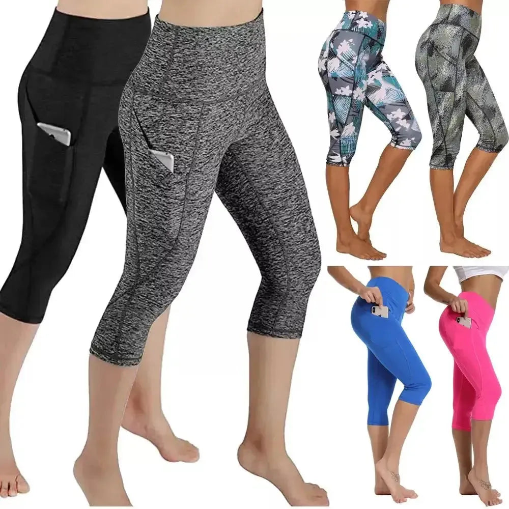 High Waist Yoga Running Leggings for Women - Calf Length Workout Tights with Pockets, Push Up Design for Gym, Fitness & Sports | Perfect for Yoga, Running, Training & Casual Wear