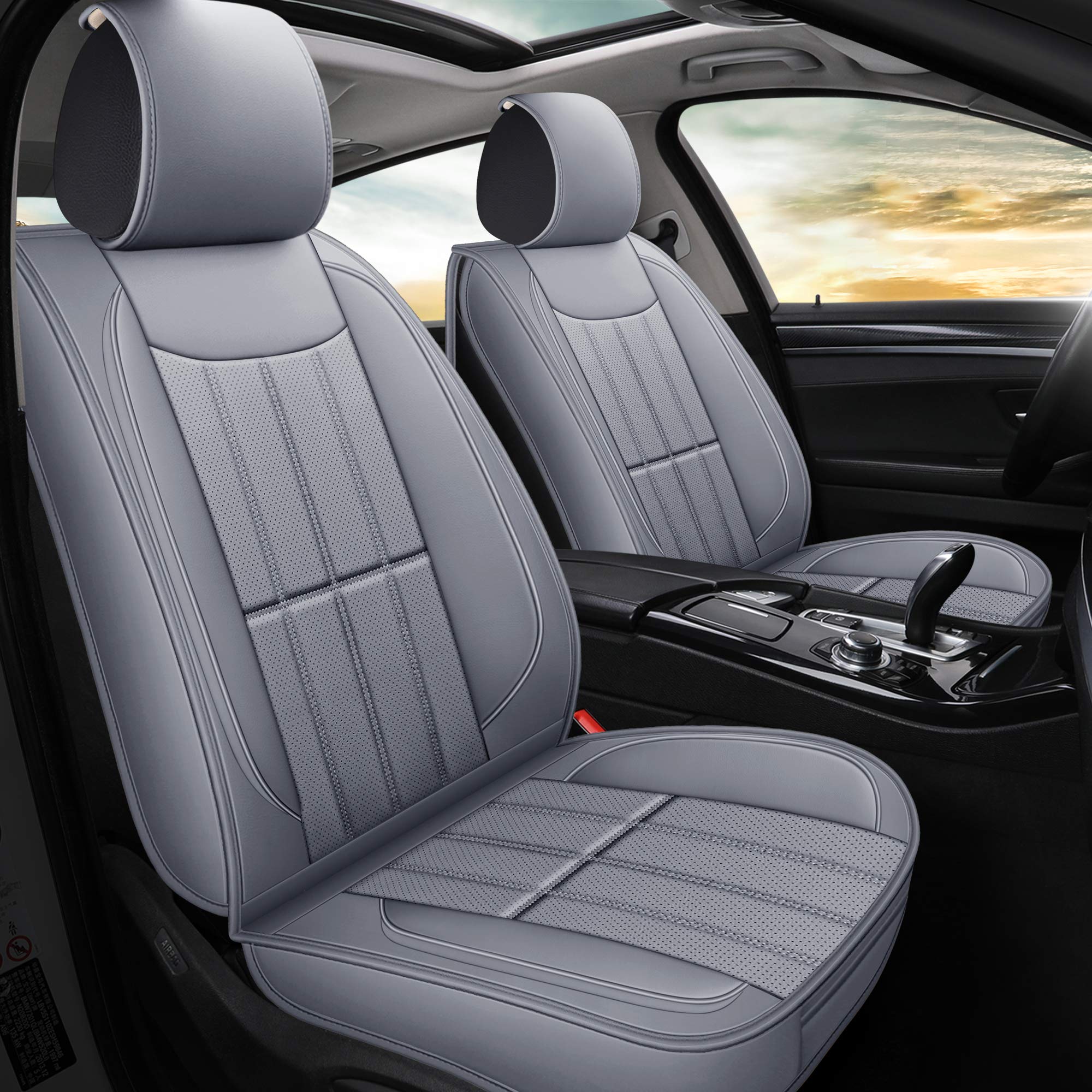 Premium AOOG Leather Car Seat Covers - Universal Leatherette Auto Seat Protectors for Cars, SUVs & Trucks | Waterproof, Non-Slip Vehicle Interior Accessories (Front Pair) | Perfect for Daily Commute, Road Trips & Family Travel