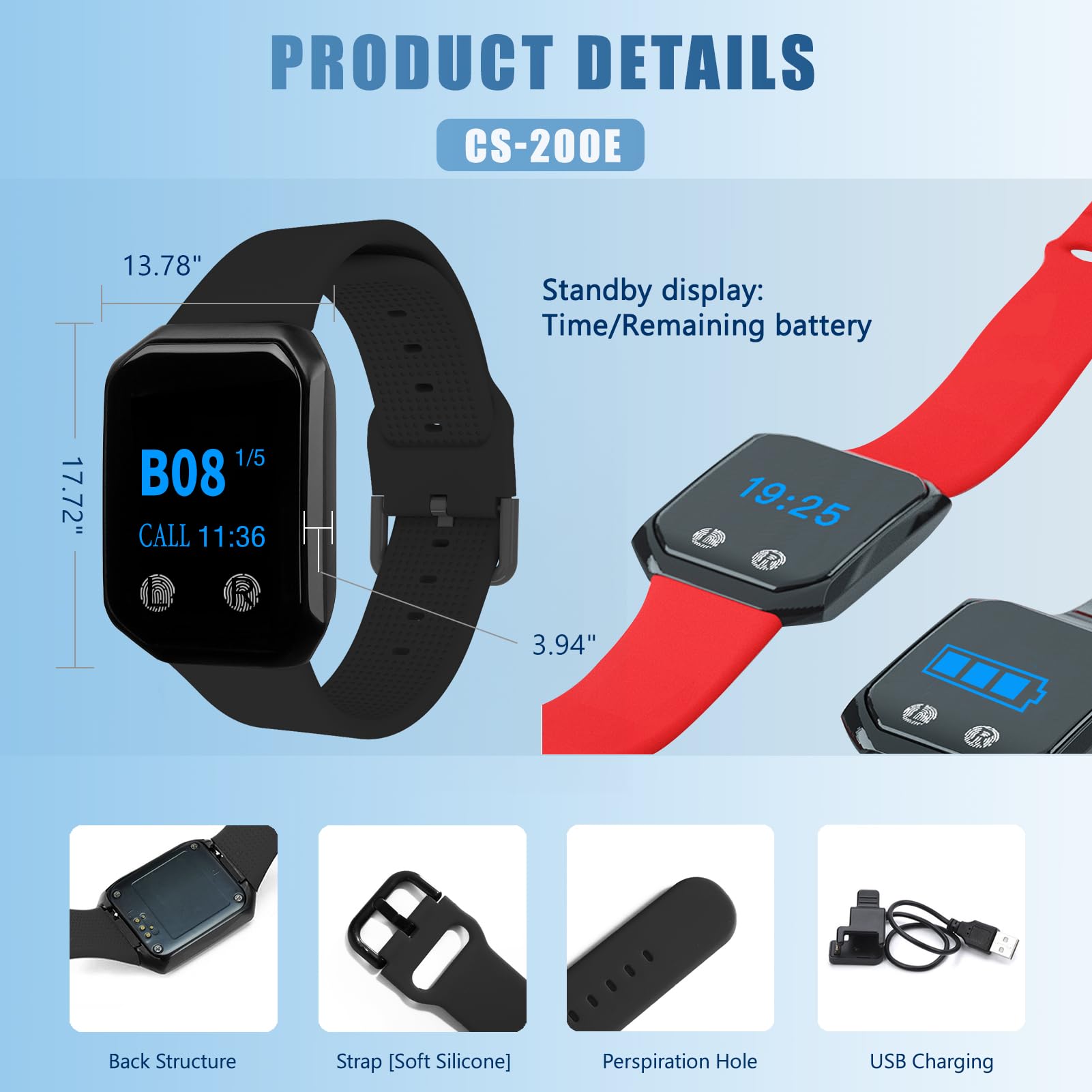 **Wireless Caregiver Pager System - Nurse Alert Call Button with 1 Waterproof Watch & 5 Buttons for Elderly, Patients & Disabled - Home Healthcare & Senior Safety Solution**    *(Use Cases: Ideal for nursing homes, hospitals, home care, and assisted living facilities to ensure quick emergency alerts and caregiver response.)*