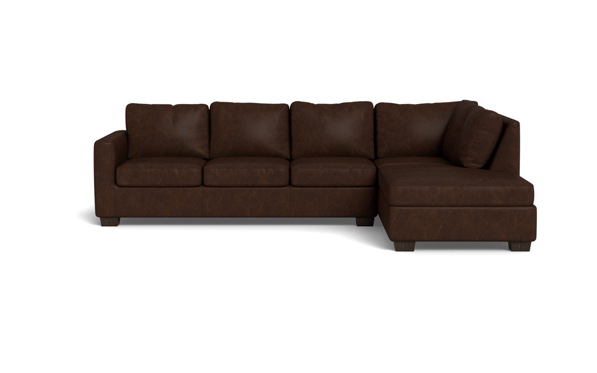 Track 121 Genuine Leather Right Chaise Sleeper Sectional Sofa - Modern Living Room Furniture for Small Spaces & Apartments