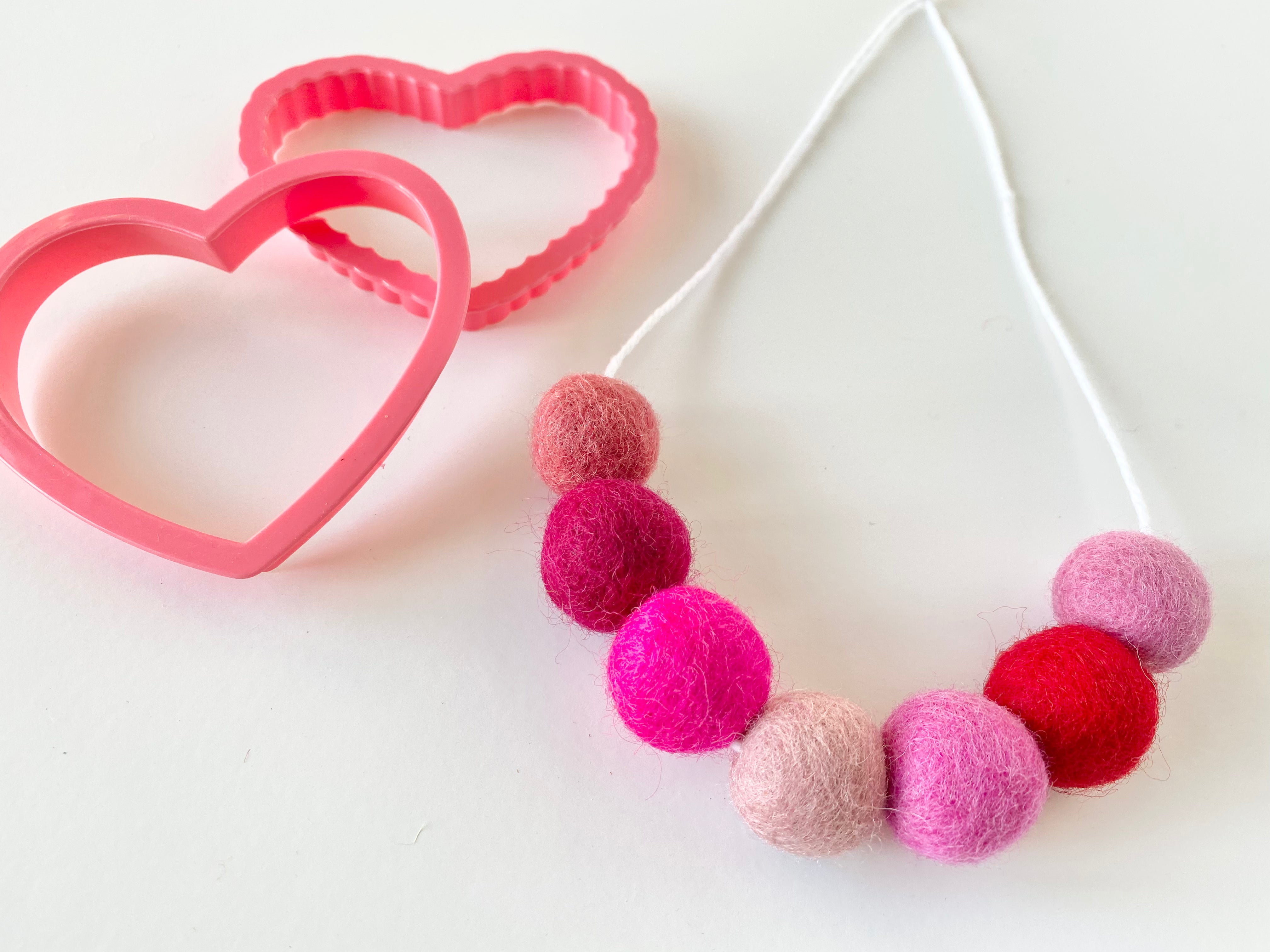 Valentine's Day Felt Ball Necklace - Handmade Wool Bead Pendant for Women - Perfect Romantic Gift for Anniversary, Wedding & Date Night