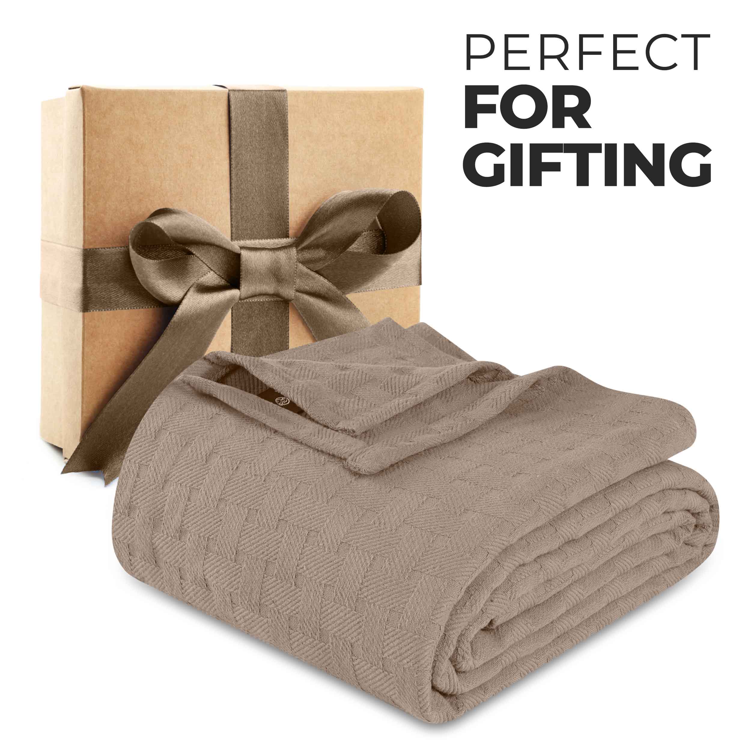 Soft Basketweave All-Season Cotton Bed Blanket & Sofa Throw - Lightweight Breathable Blanket for Bedroom, Living Room, Travel and Outdoor Use