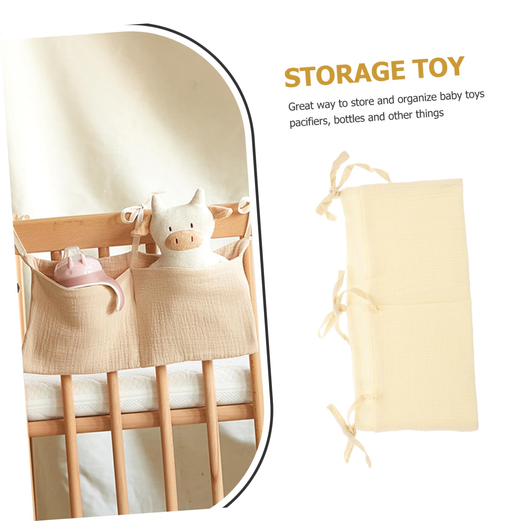 MOBUTOFU Hanging Storage Organizer Bag for Stroller, Diaper Storage & Baby Essentials - Cotton Multi-Pocket Organizer for On-the-Go Parents (White) | Perfect for Strollers, Car Seats & Nursery Organization