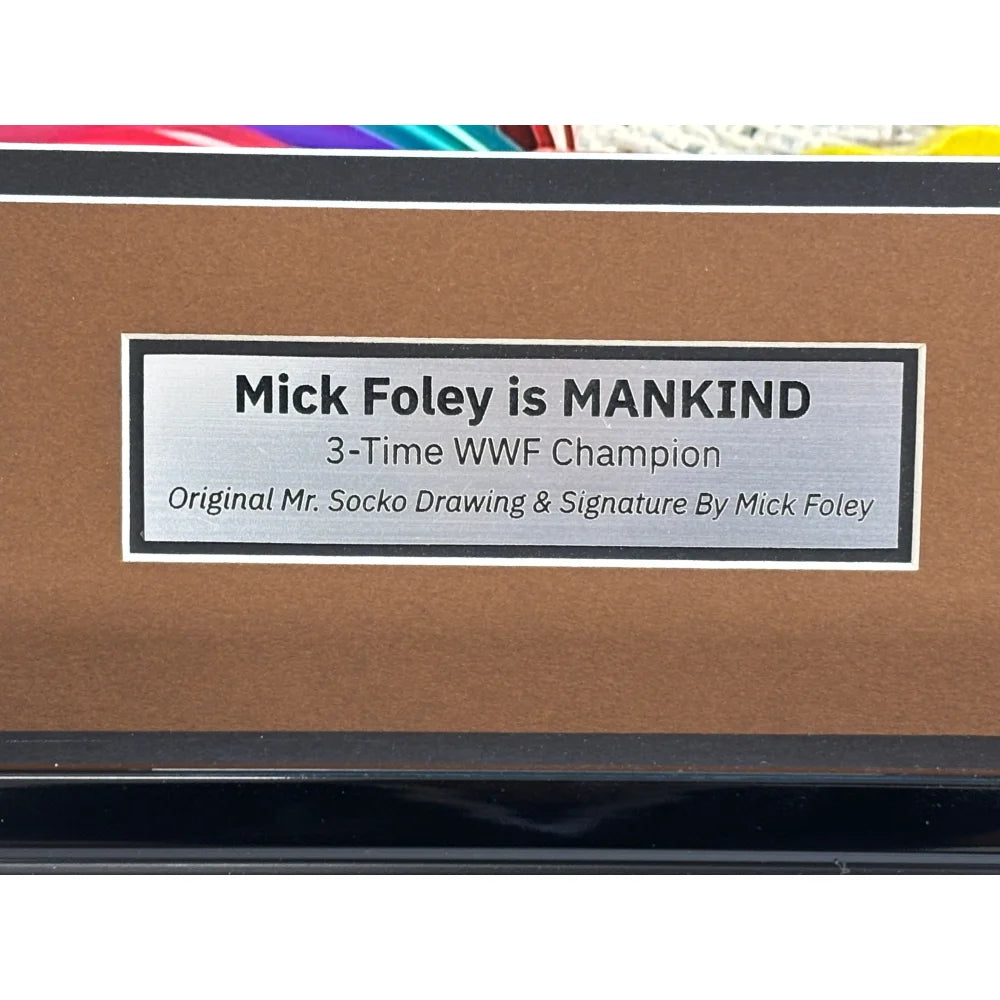 Authentic Mankind Mick Foley Autographed Mr. Socko Drawing Framed with JSA COA - WWE WWF Wrestling Memorabilia for Collectors & Man Cave Decor