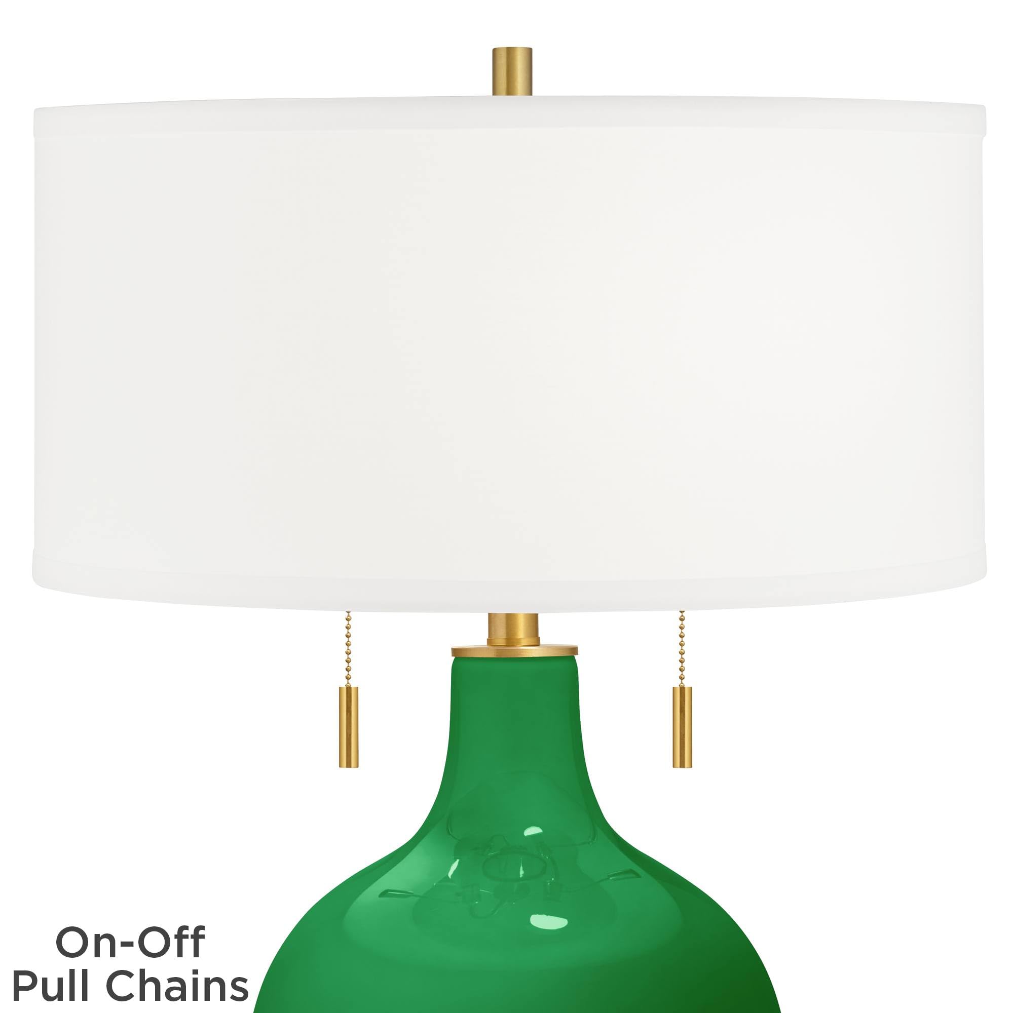 Stylish Toby Brass & Envy Green Glass Table Lamp - Modern Home & Office Decor Lighting for Living Room, Bedroom, or Study