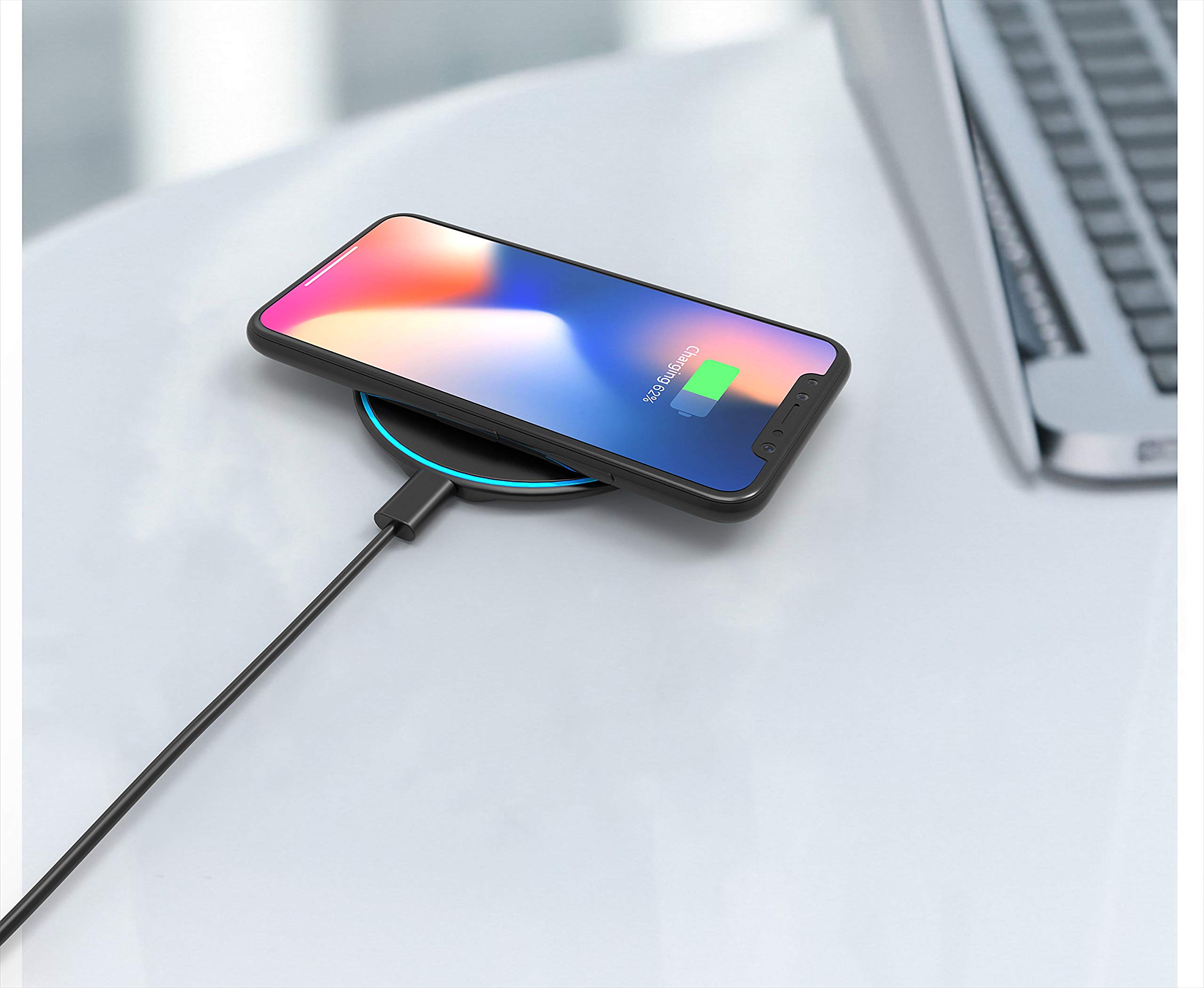 Emerson ER-WC200 10W Fast Wireless Charger - Compatible with iPhone Xs MAX/XR/XS/X/8/8 Plus, Samsung Galaxy S10/S10 Plus/S10E/S9 & All Qi-Enabled Phones | Quick Charging Pad for Home, Office & Travel