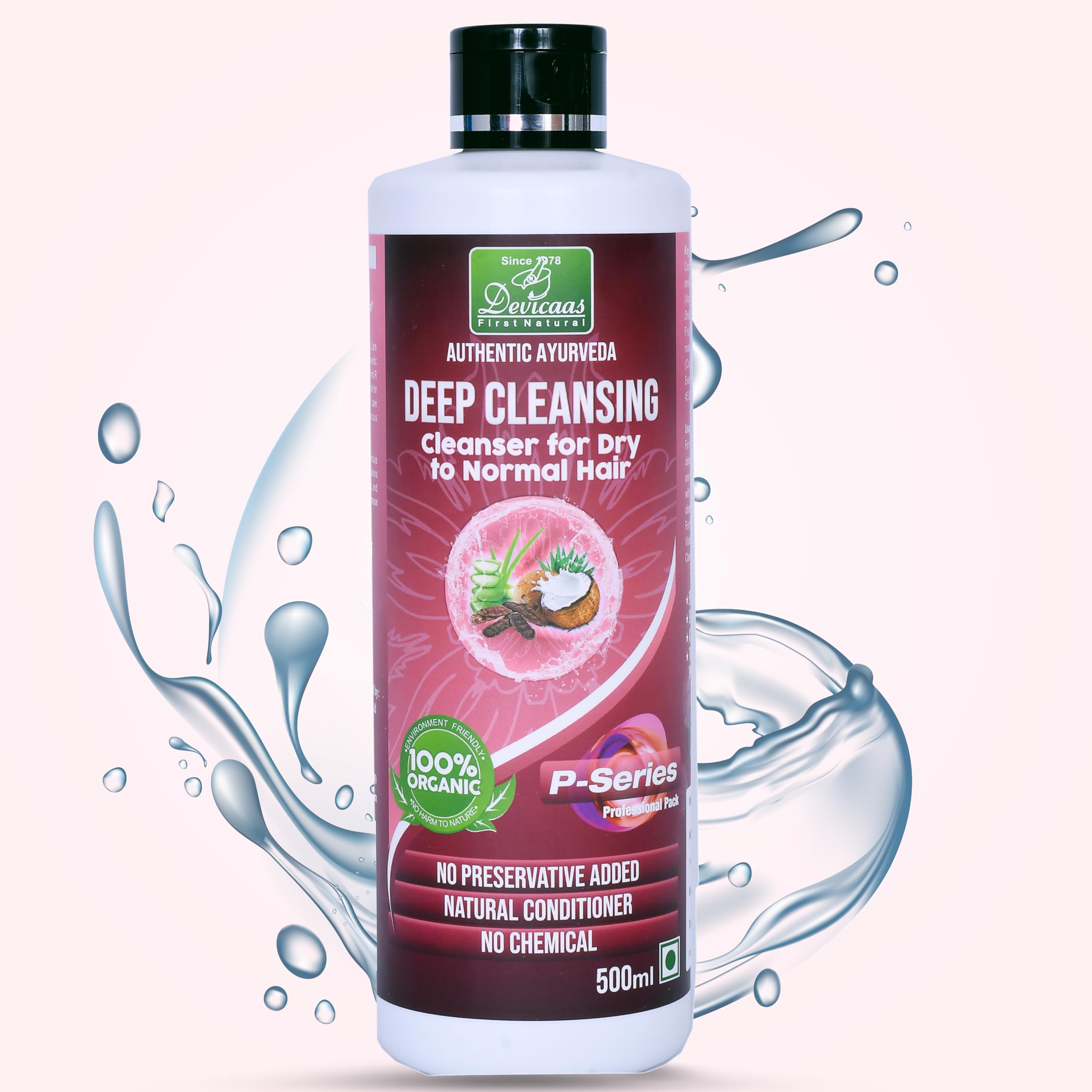 Devicaas Deep Hair Cleanser 500ml for Dry to Normal Hair - Coconut Oil, Shikakai, Aloe Vera & Areetha Extracts | Gentle Cleansing & Nourishment for Healthy Hair | Perfect for Daily Use & Scalp Care