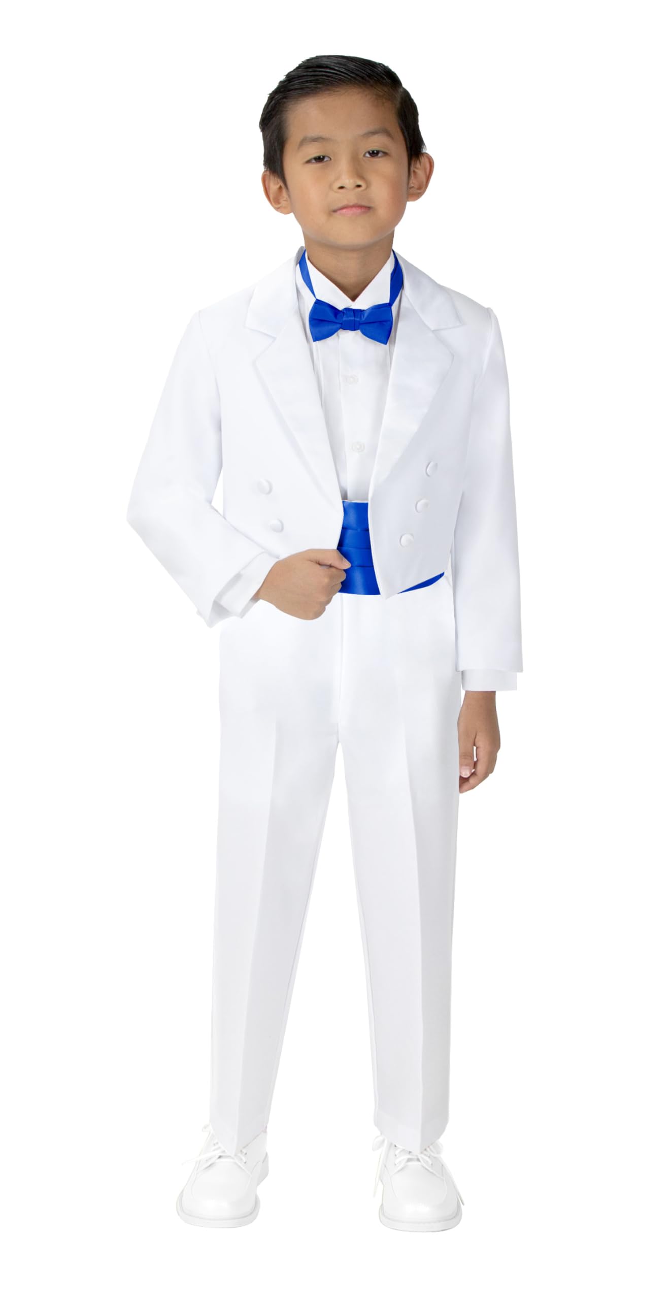Classic Boys' White Spring Notion Tuxedo with Tail - Perfect for Weddings, Prom, and Formal Events