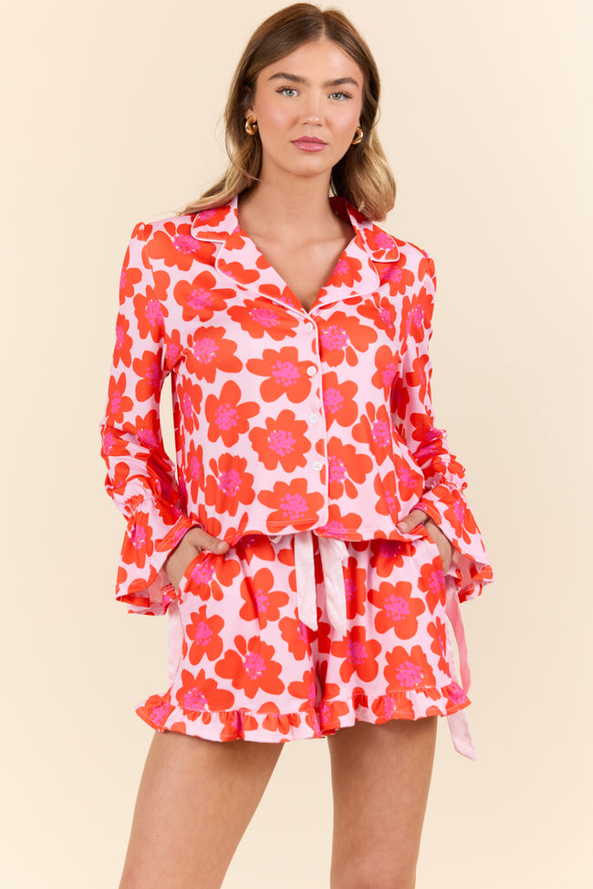 Blooming Bright Night Floral Pajama Set for Women - Soft Sleepwear & Loungewear - Floral Print PJs for Comfortable Nights at Home or Vacation
