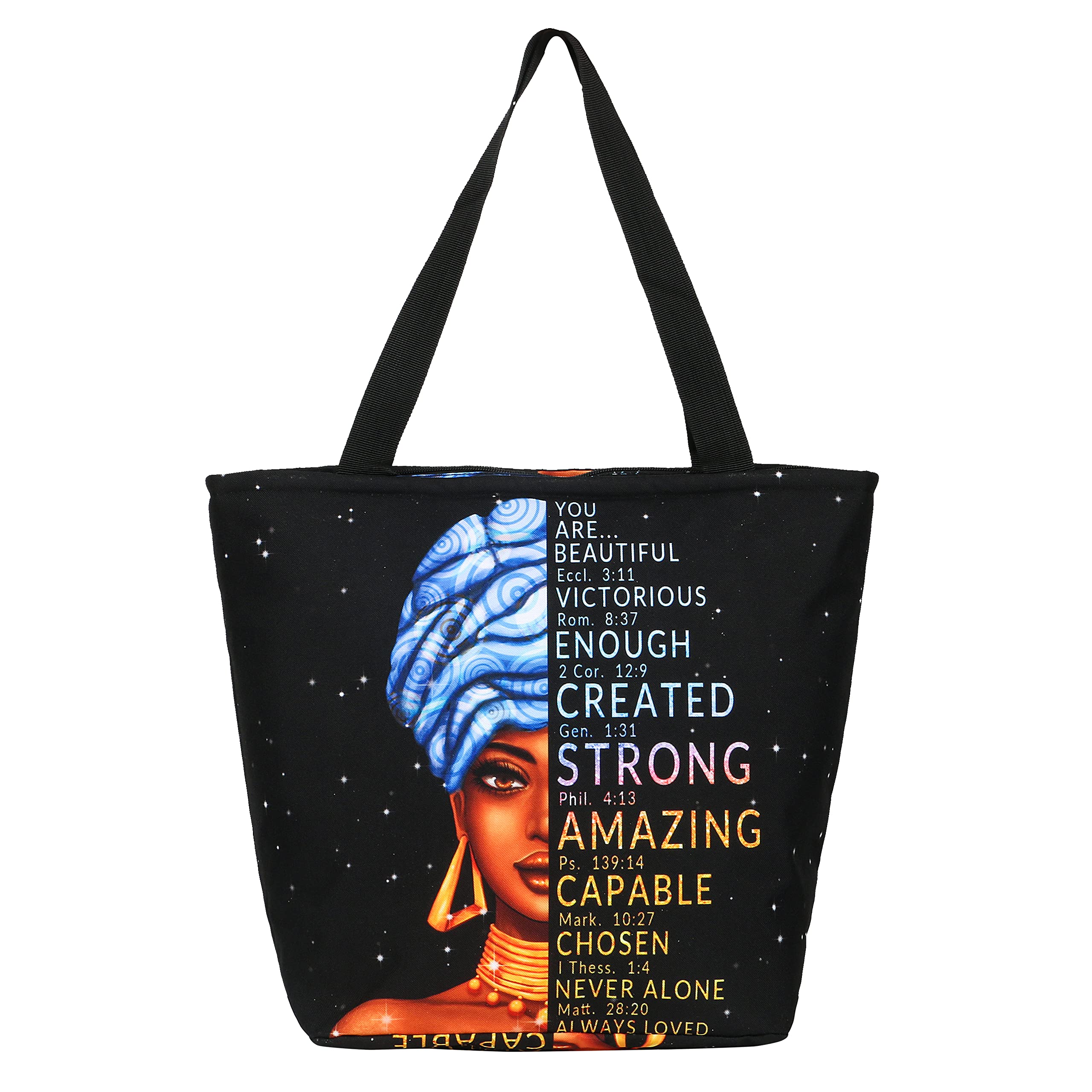 Stylish African American Women's Tote Bag - Fashionable Zippered Handbag for Beach, Shopping, School, Work & Travel - Perfect Business Gift & Everyday Use