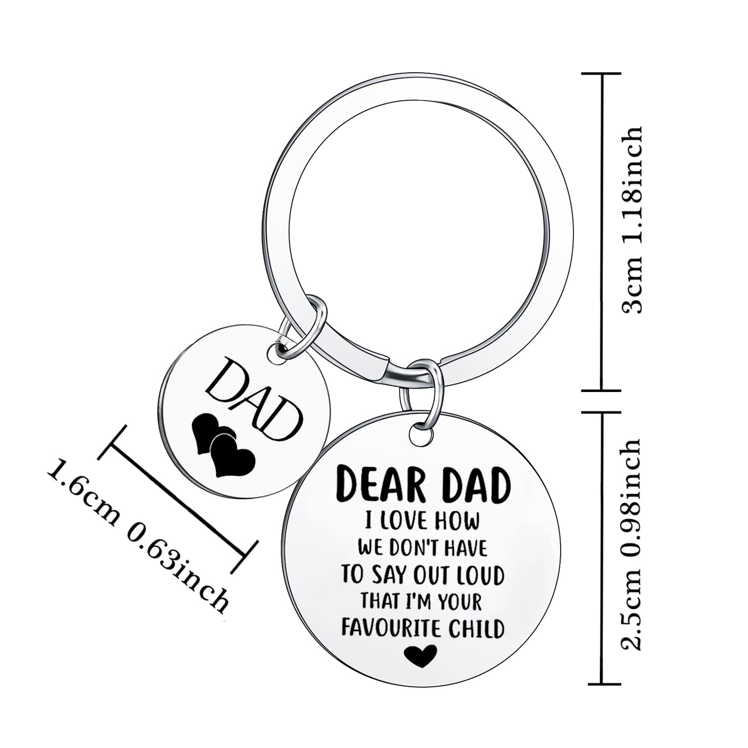 Personalized Dad Keychain - Engraved Father's Day Gift for Dad, Birthday Present for Papa Daddy - I Love You Keychain for Men - Appreciation Gifts from Son or Daughter - Perfect for Everyday Carry, Office Keys, or Special Occasions