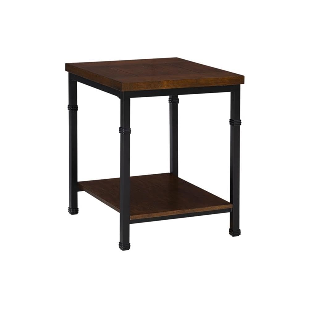 Home Square 2-Piece Black Wood and Metal End Table Set - Modern Side Tables for Living Room, Bedroom, or Office - Perfect for Lamps, Books, and Decor