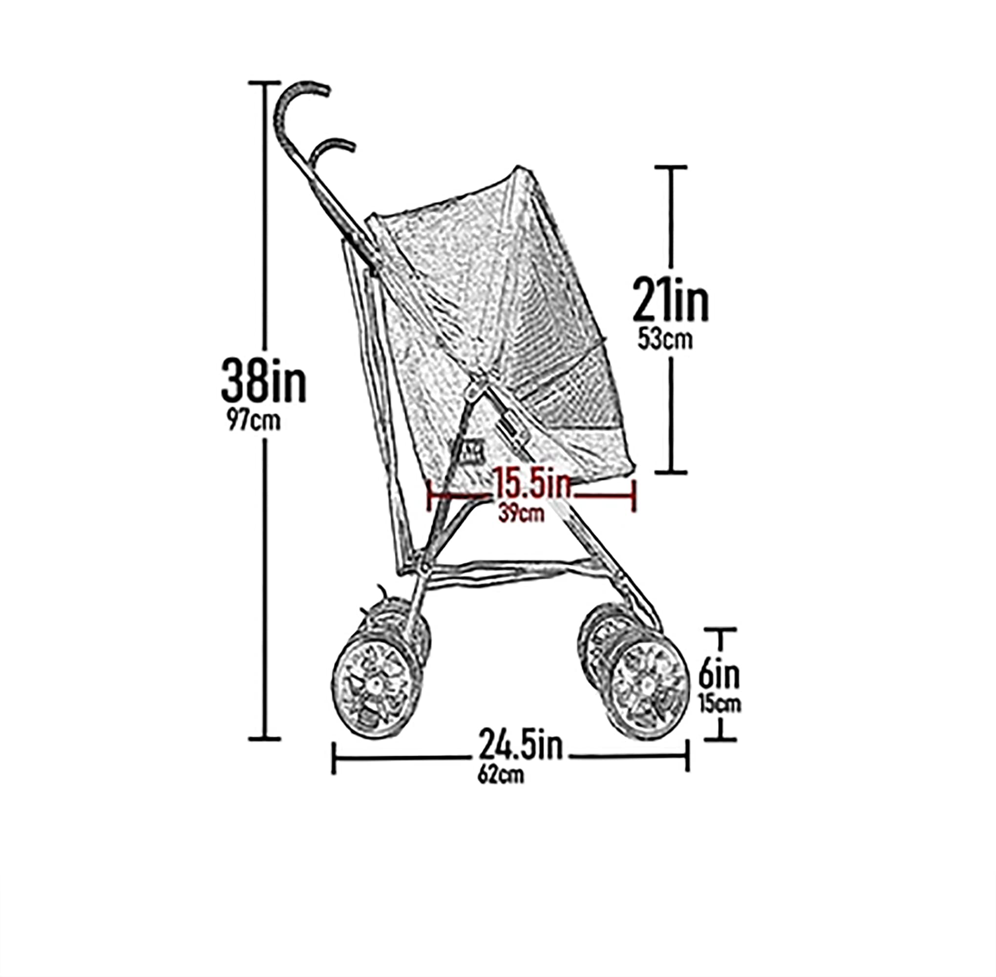 Pet Gear Travel Lite Plus Stroller - Compact & Easy Fold Pet Stroller for Small Dogs & Cats up to 15lbs, No Assembly Required with Large Wheels (3 Colors) - Perfect for Outdoor Walks, Park Visits & Vet Trips