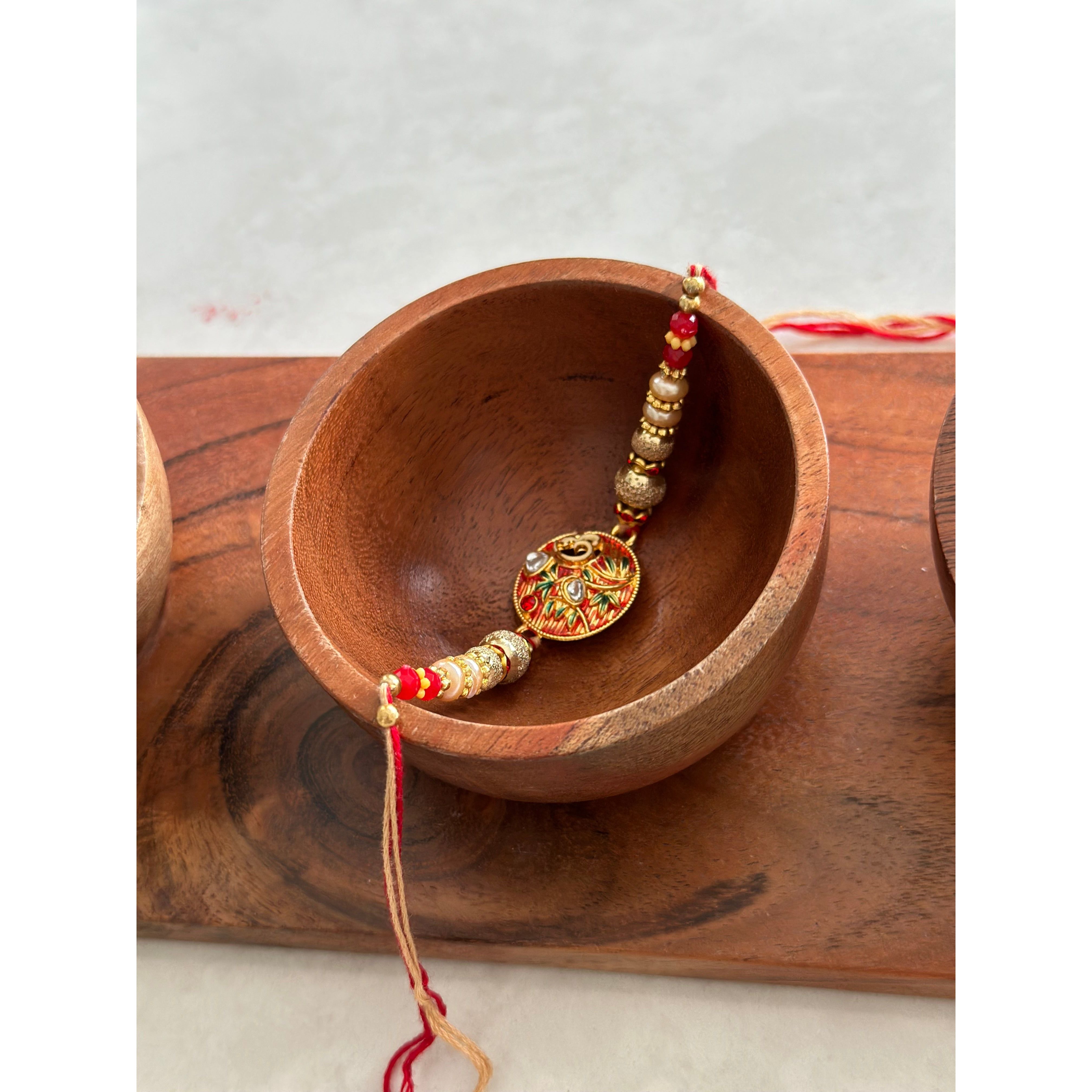 Floral Beaded Rakhi Bracelet for Brothers - Elegant Handmade Rakhi for Raksha Bandhan, Diwali & Indian Festivals - Perfect Gift for Siblings & Family Celebrations