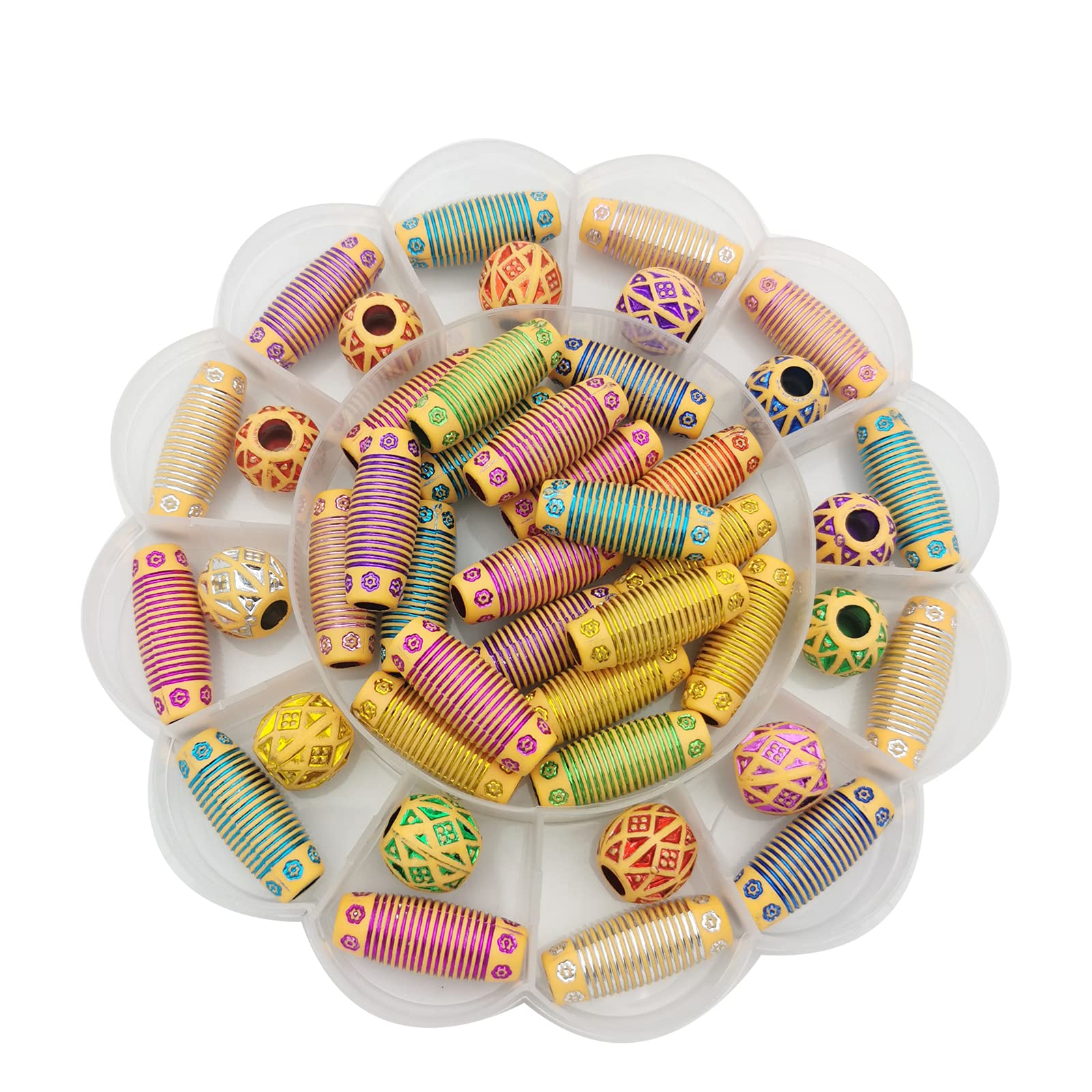 44 PCS Colorful Acrylic Hair Beads for Girls & Women - Tube Barrel Hair Jewelry for Braids, Dreadlocks & Locs - Mixed Colors Hair Accessories for Black Women - Perfect for Parties, Weddings & Everyday Styling