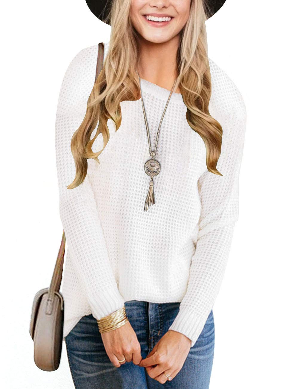 TECREW Women's Waffle Knit Pullover Sweater - Long Sleeve Casual Jumper Top for Fall & Winter | Cozy Loungewear, Office Wear & Weekend Outfits