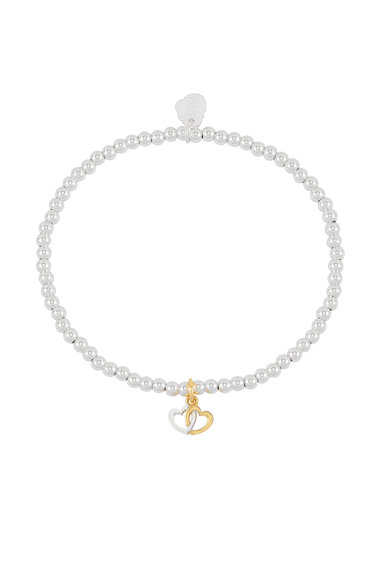 Sienna Beaded Interlinked Heart Charm Bracelet for Women - Elegant Adjustable Friendship Jewelry Gift for Valentine's Day, Anniversary & Special Occasions