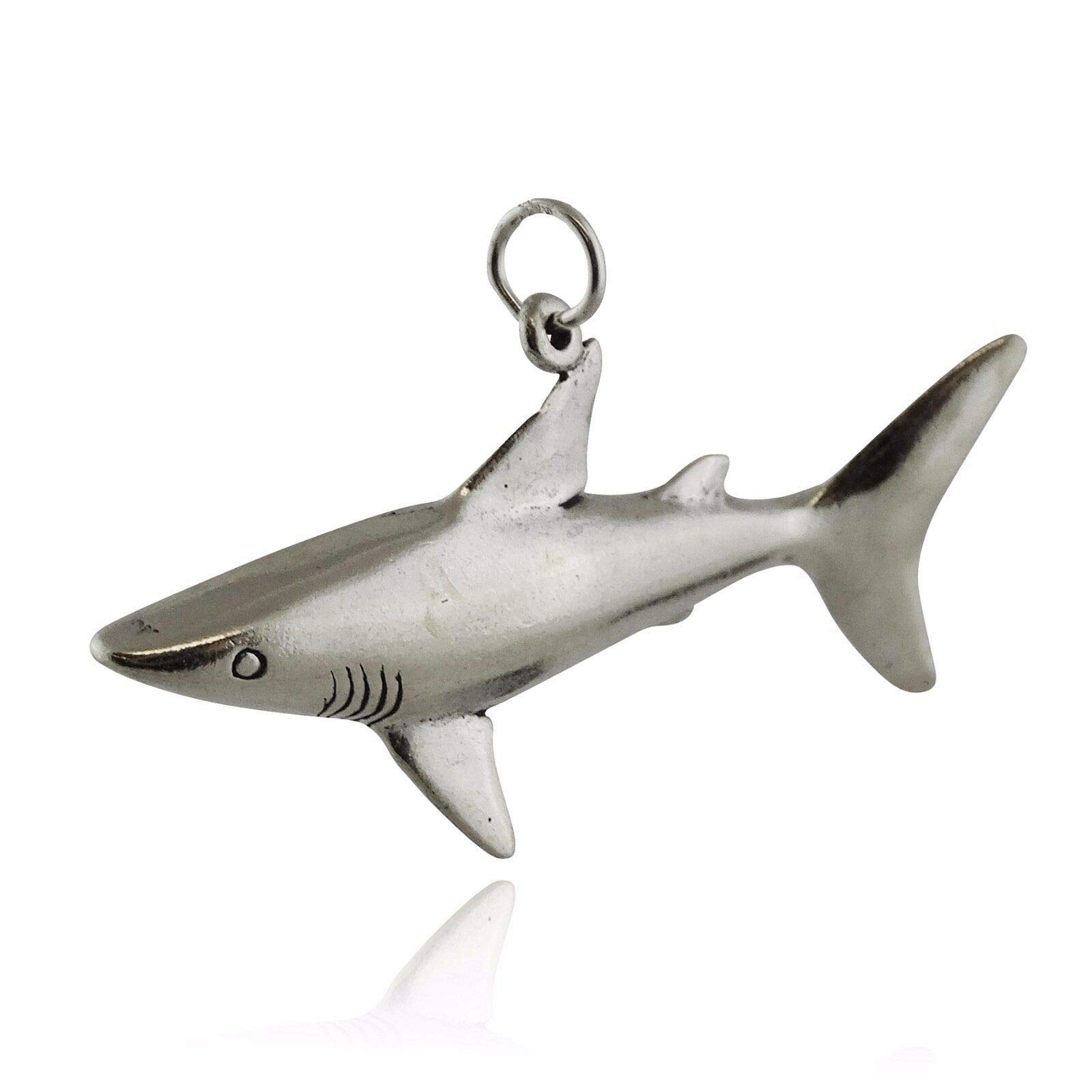 Sterling Silver 925 Shark Tooth Charm - Predator Teeth Ocean Fish Fin Pendant for Jewelry Making, DIY Crafting, Bracelet Beads - Perfect for Beach Themed Jewelry, Surfing Accessories & Marine Life Inspired Designs