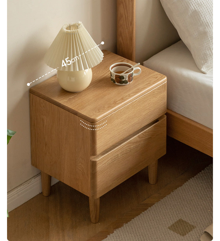 Solid Oak Wood Nightstand - Modern Bedside Table with Drawer for Bedroom, Living Room, or Guest Room - Durable & Stylish Home Furniture