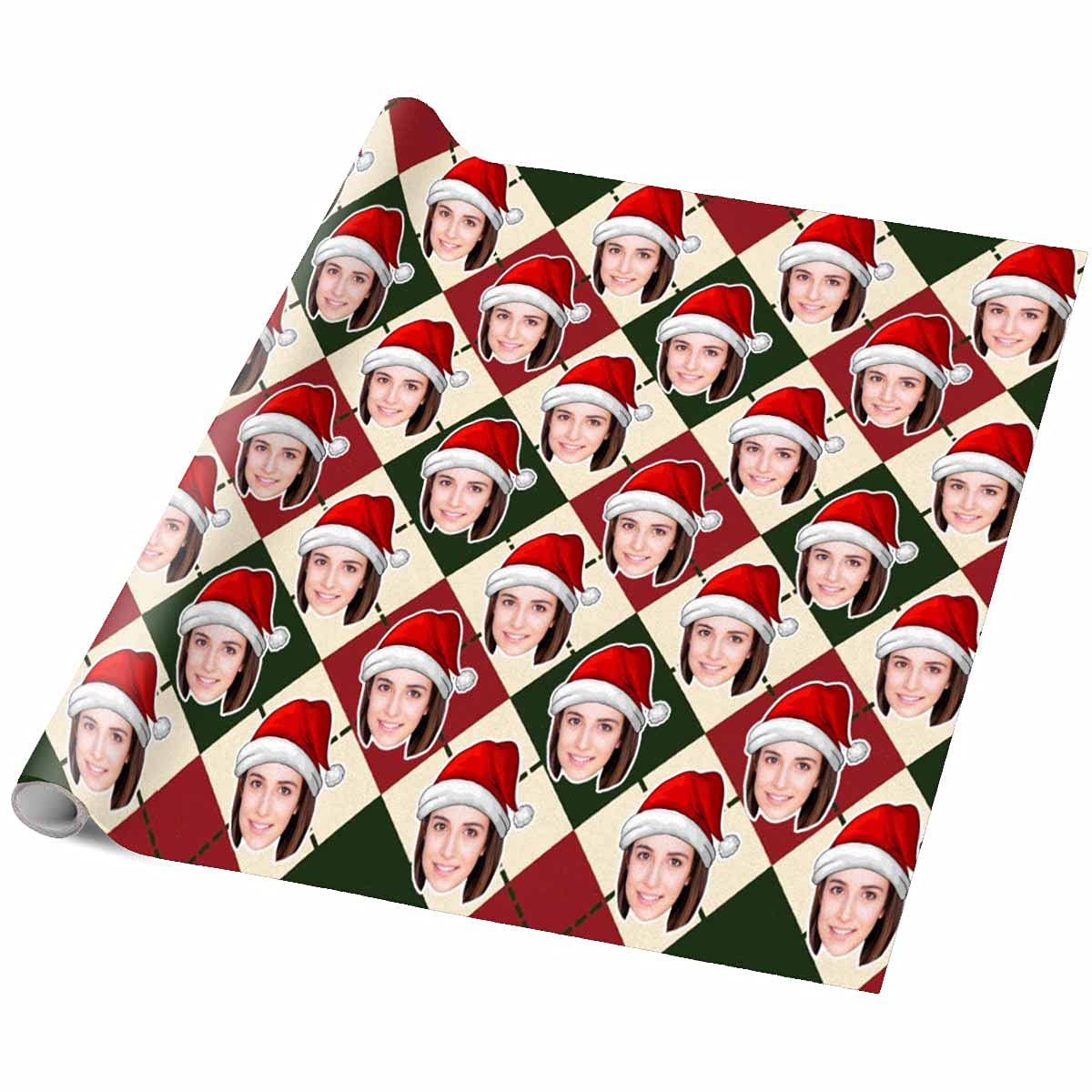 Custom Photo Wrapping Paper - Personalized Christmas Gift Wrap with Santa Hat | Valentine's Day, Birthday, Anniversary Present | 58