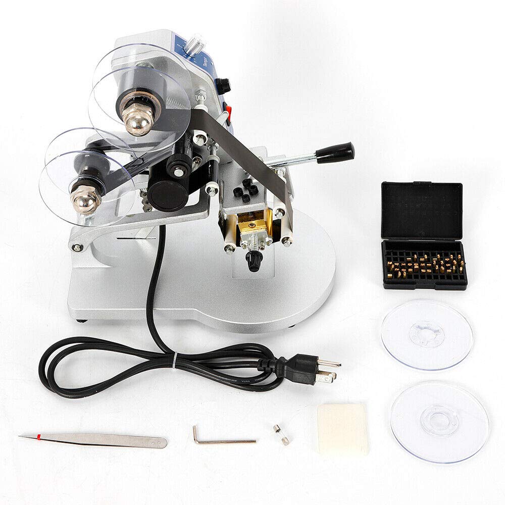 Electric Hot Foil Stamping Machine 110V - Date Code Printer for PVC, Leather, PU & Paper - Perfect for Packaging, Labeling & Product Customization