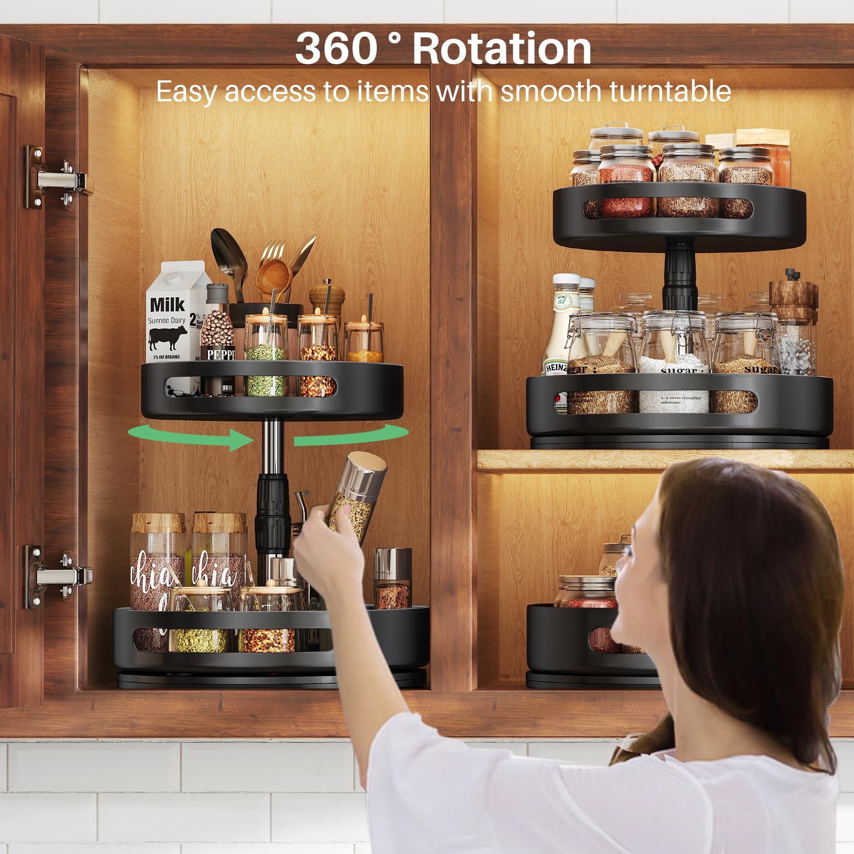 2-Tier Adjustable Lazy Susan Spice Rack Organizer - 10