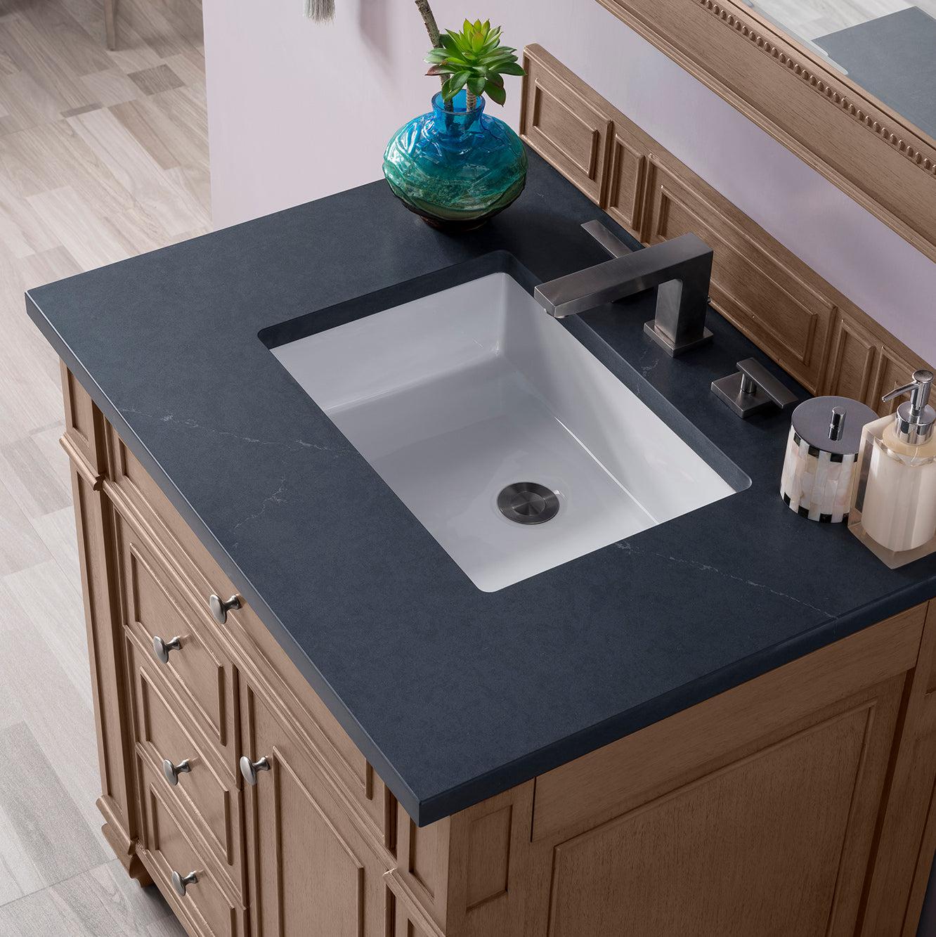 James Martin Vanities Bristol Collection 30-Inch Single Bathroom Vanity in Whitewashed Walnut with Countertop Options - Perfect for Modern Bathroom Remodeling and Home Renovation Projects