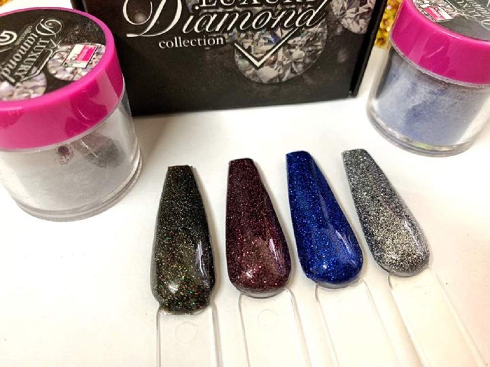 Luxury Diamond Acrylic Powder Set of 4 - Fantasy Nails Sinaloa Collection for Professional Nail Art & Salon Use - Perfect for Manicures, Pedicures & Nail Extensions