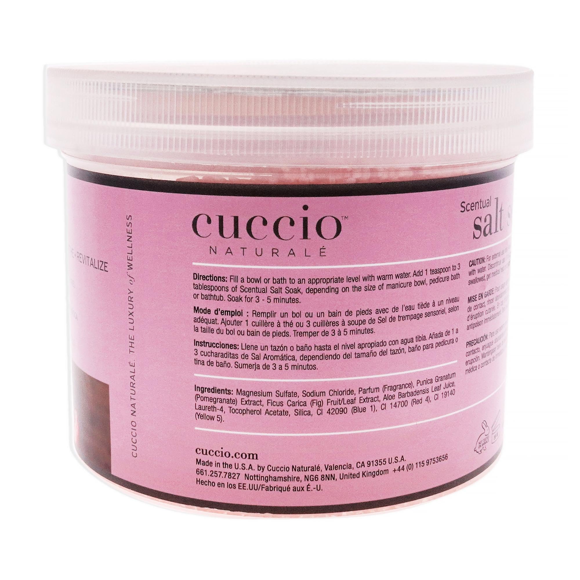 Cuccio Naturale Scentual Salt Soak - Invigorating Pomegranate & Fig Foot Soak with Epsom Salt - 29oz Spa Quality Pedicure Treatment for Relaxation, Softens Skin & Soothes Tired Feet - Perfect for Home Spa Day & Self Care Routine