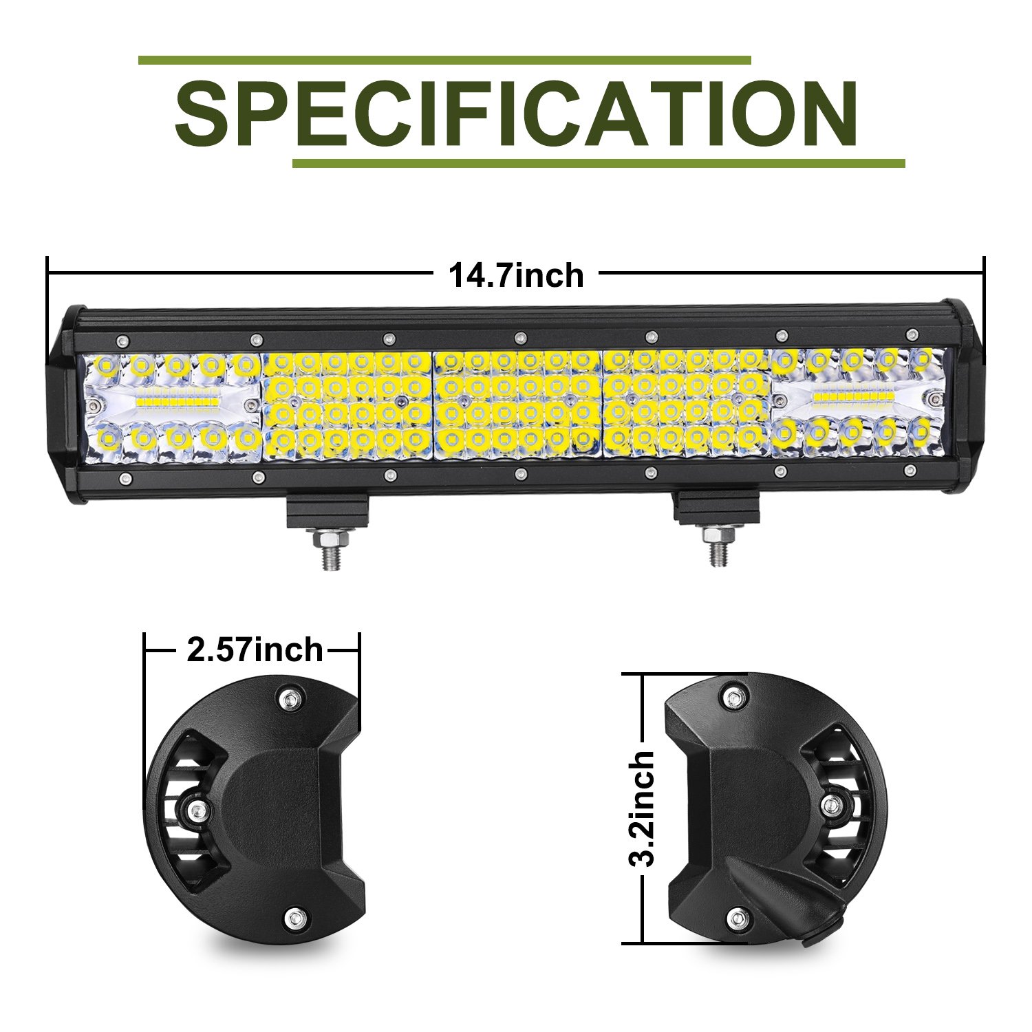15 Inch 320W LED Light Bar - Quad Row Off Road Driving Lights, Flood Spot Combo for Trucks, ATV, UTV, Marine Boat | Waterproof Work Light with 2 Year Warranty | Perfect for Night Off-Roading, Camping & Emergency Lighting