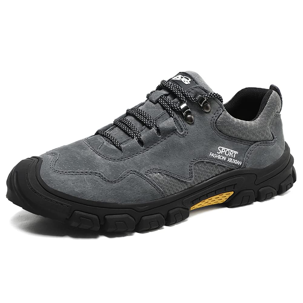 GEXECEUSS Men's Breathable Non-Slip Hiking Boots - Lightweight Low-Top Sneakers for Trail Trekking & Outdoor Walking | Durable Leather Shoes for Camping, Hiking & Daily Wear