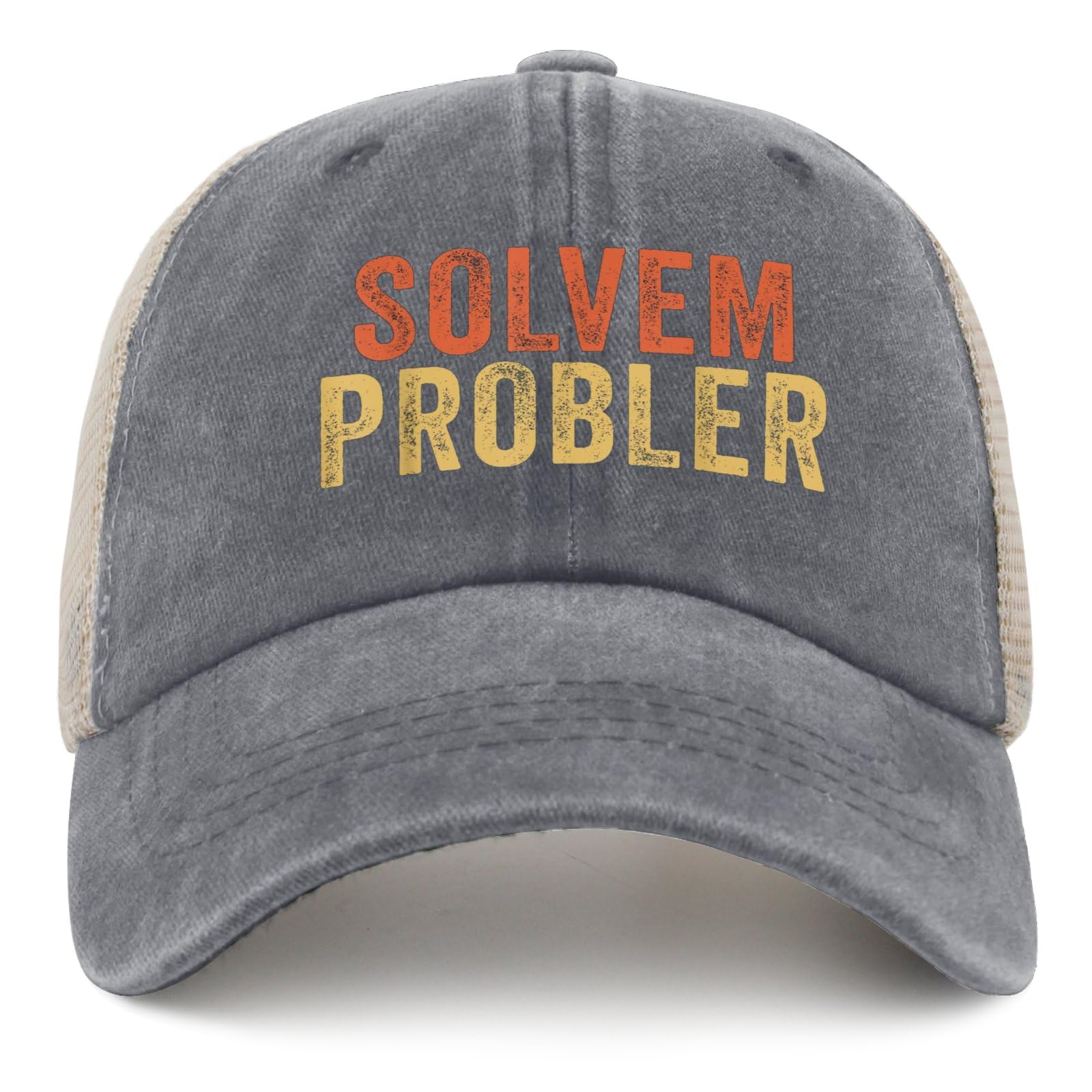 Funny Problem Solver Humor Trucker Hat for Men - Retro Dad Cap with Slogan, Black Workout Hat - Perfect Gift for Dads, Coworkers & Gym Enthusiasts