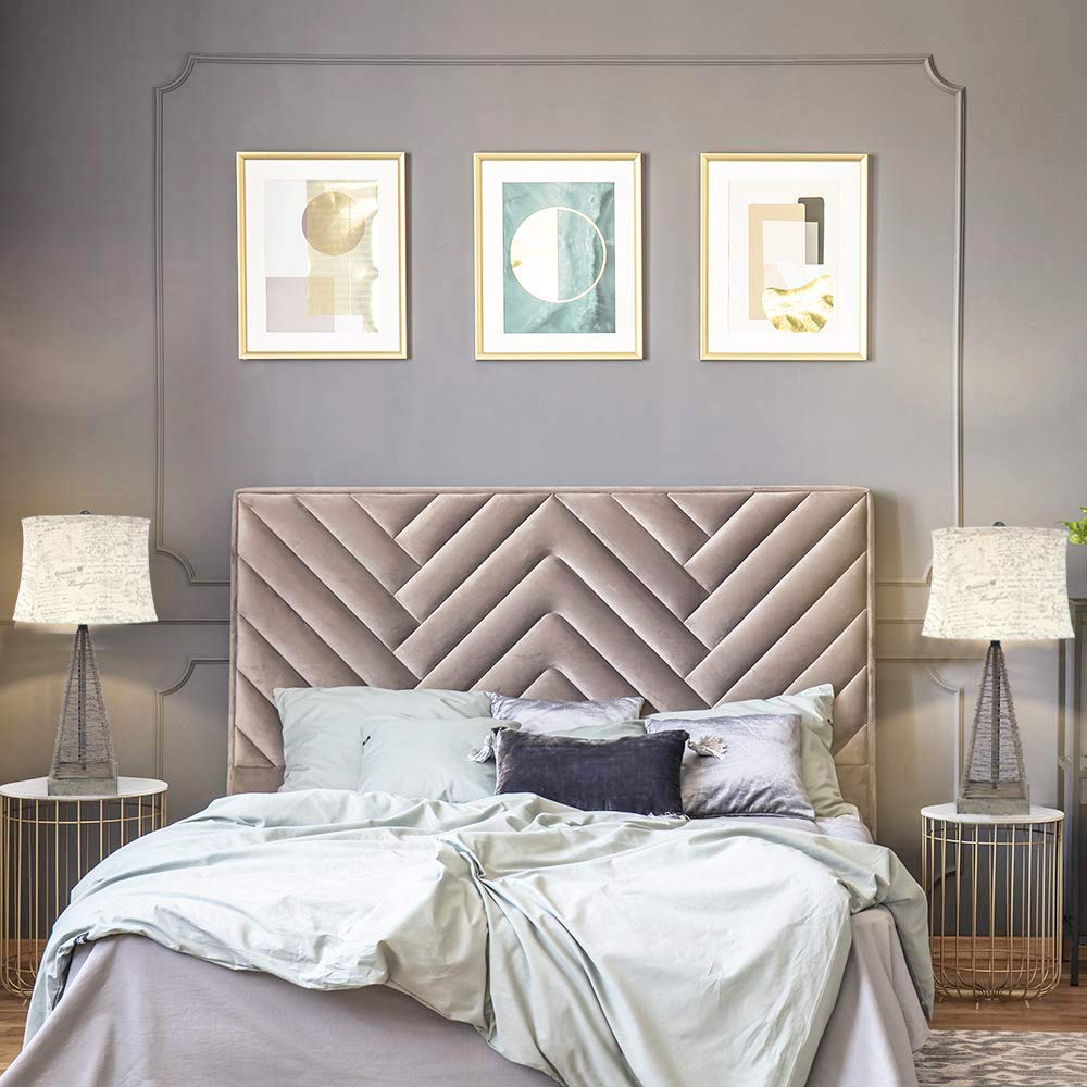 Teton Home TL-023 Modern Table Lamp in Tan - Perfect for Bedroom, Living Room & Office Decor