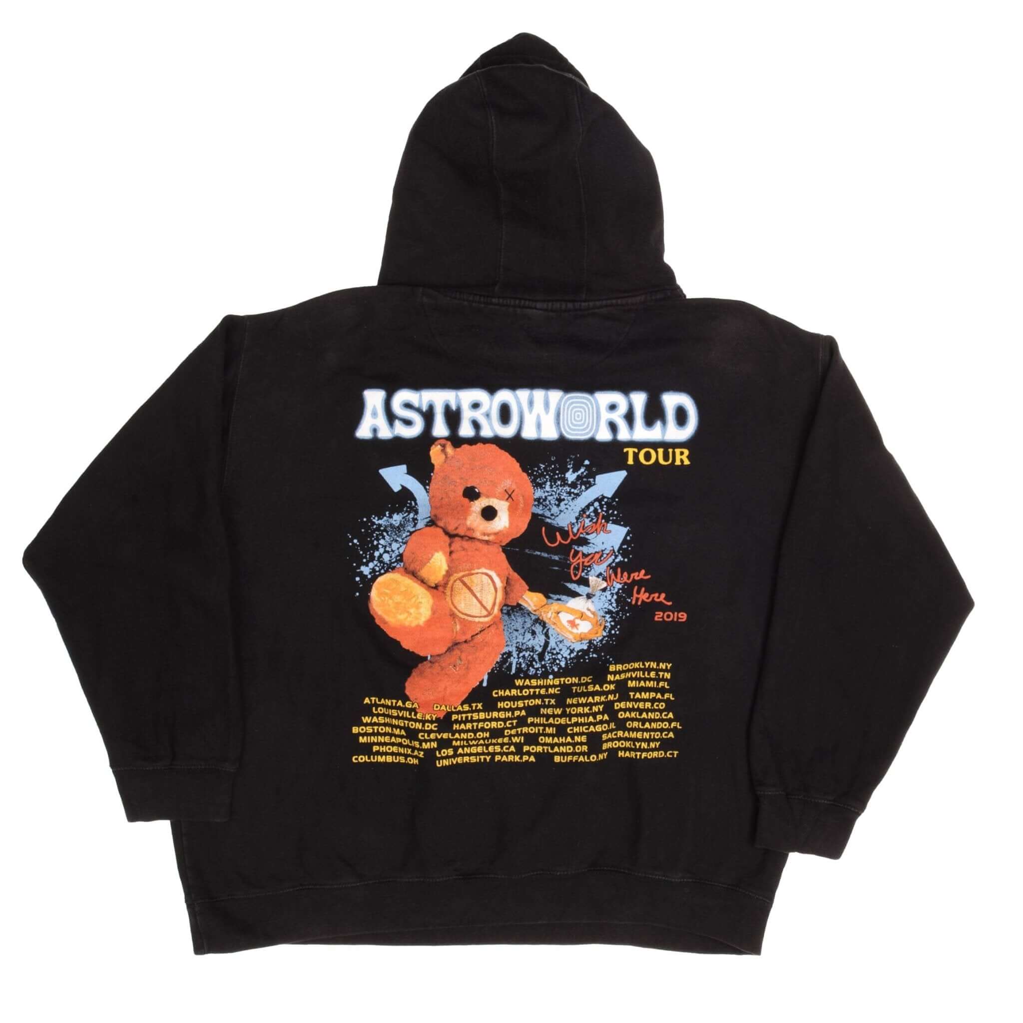 Travis Scott Astroworld 2019 Teddy Bear Hoodie Sweatshirt - XL Size, Oversized Fit, Unisex Streetwear for Concerts & Casual Outfits