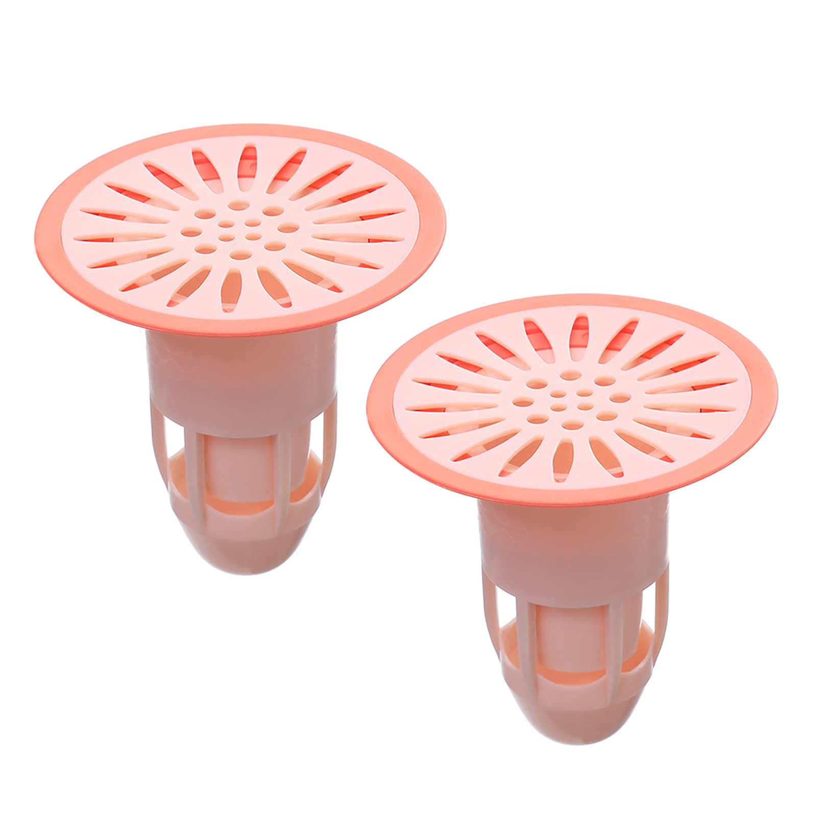 Anti-Backflow Shower Drain Valve - 2 Pack Pink Sewer Core Drain Plug with Hair Catcher & Gas Seal - Bathroom Floor Strainer for Clog Prevention & Odor Control - Ideal for Homes, Apartments & RV Showers