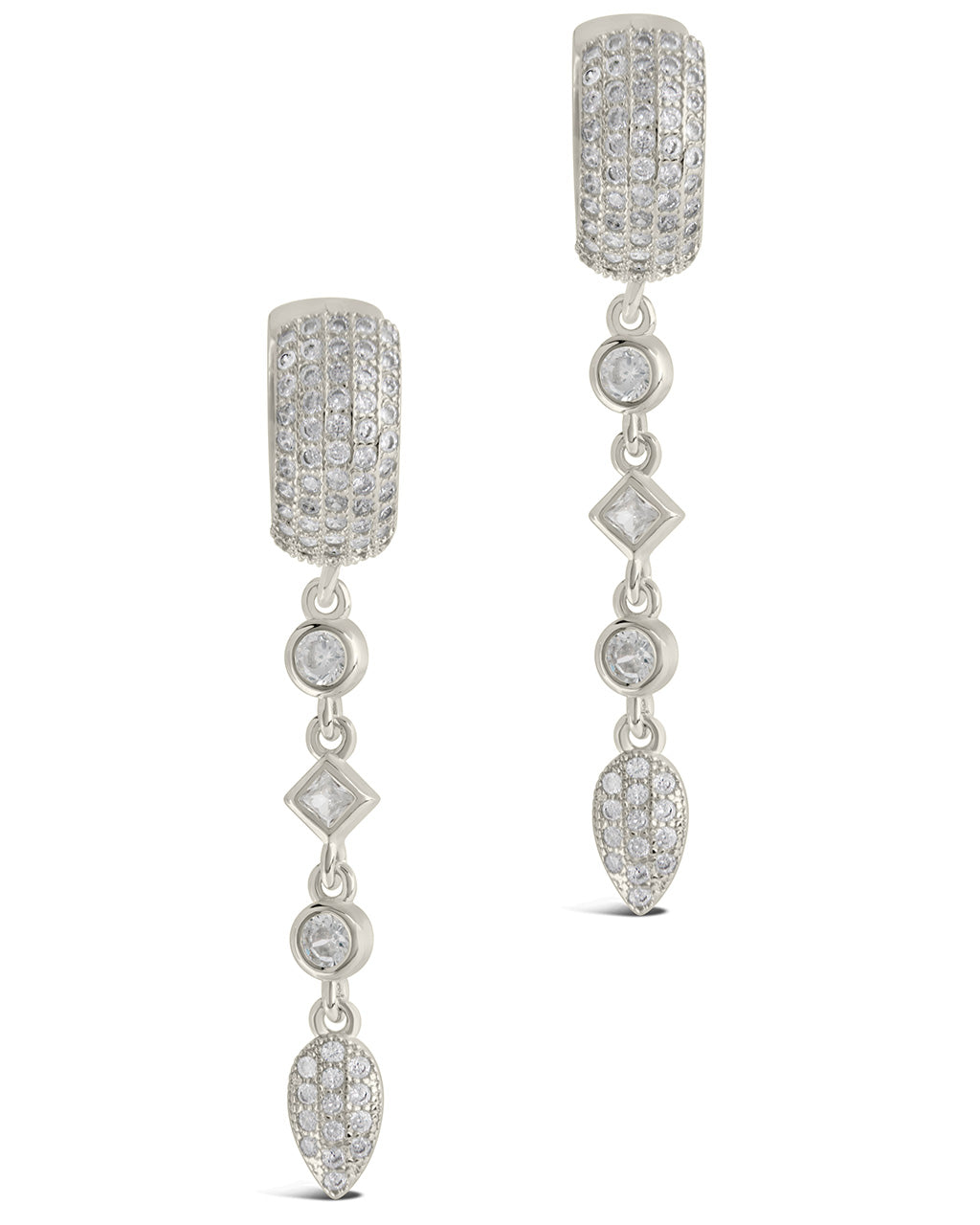 Malin CZ Drop Hoop Earrings - Sterling Silver Dangle Earrings for Women, Elegant Cubic Zirconia Jewelry Gift | Perfect for Parties, Weddings & Everyday Wear