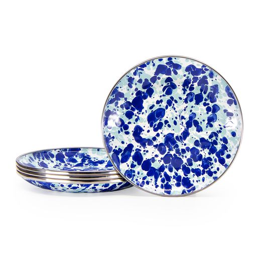 Ocean Swirl Appetizer Plates Set of 4 - 5.75 Inch Small Decorative Serving Dishes for Party, Wedding, Cocktail Hour & Home Entertaining