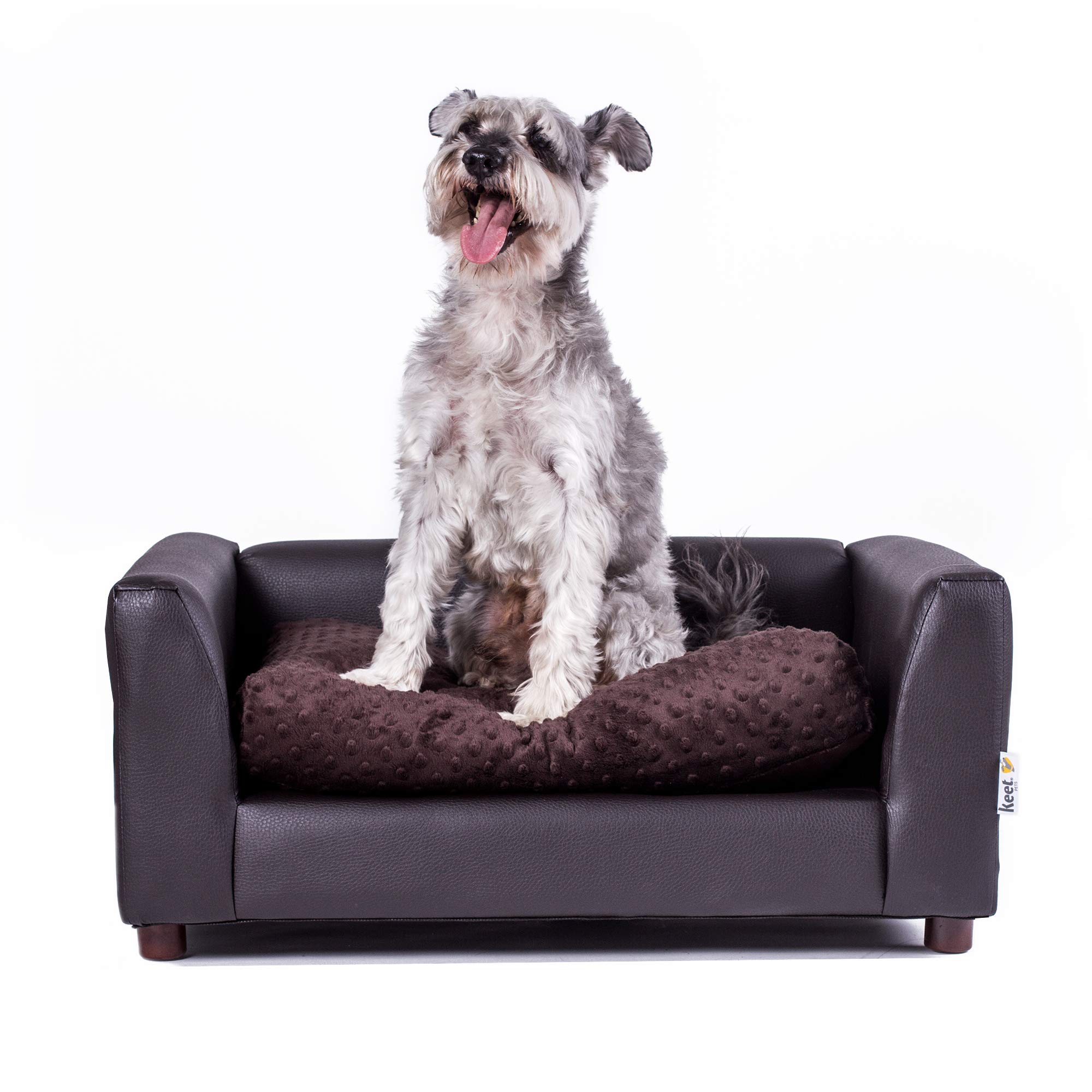 Keet Fluffy Deluxe Dog Bed for Medium Dogs - Soft Plush Orthopedic Pet Bed with Removable Washable Cover - Chocolate Brown - Perfect for Bedroom, Living Room & Kennel Use