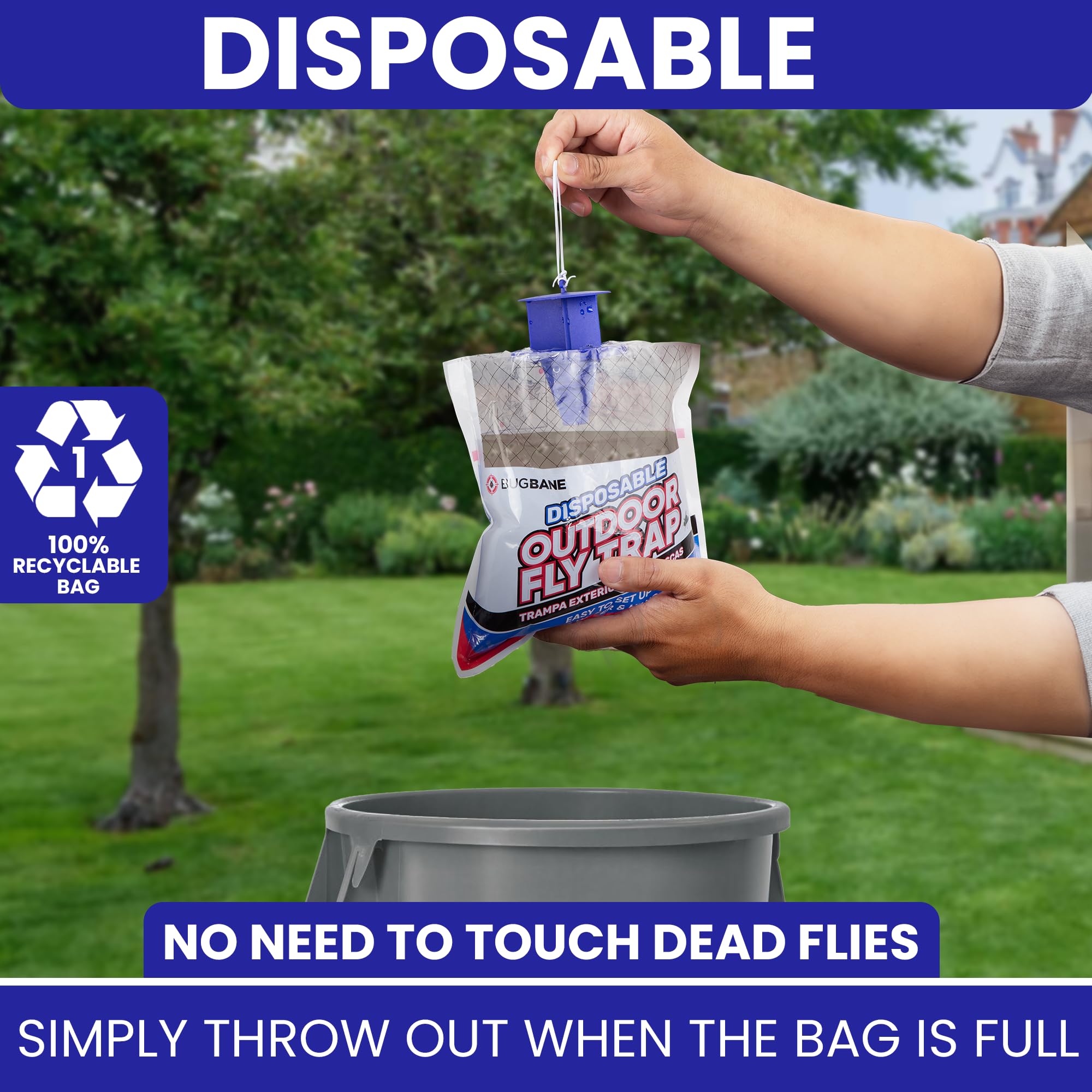 **Non-Toxic Outdoor Fly Traps – 12 Pre-Baited Disposable Hanging Fly Catchers for Patio, Yard, Horse Ranch & Trash Can – Effective Bug Control for Filth Flies – Ideal for Outdoor Use in Gardens, Farms & Backyards**