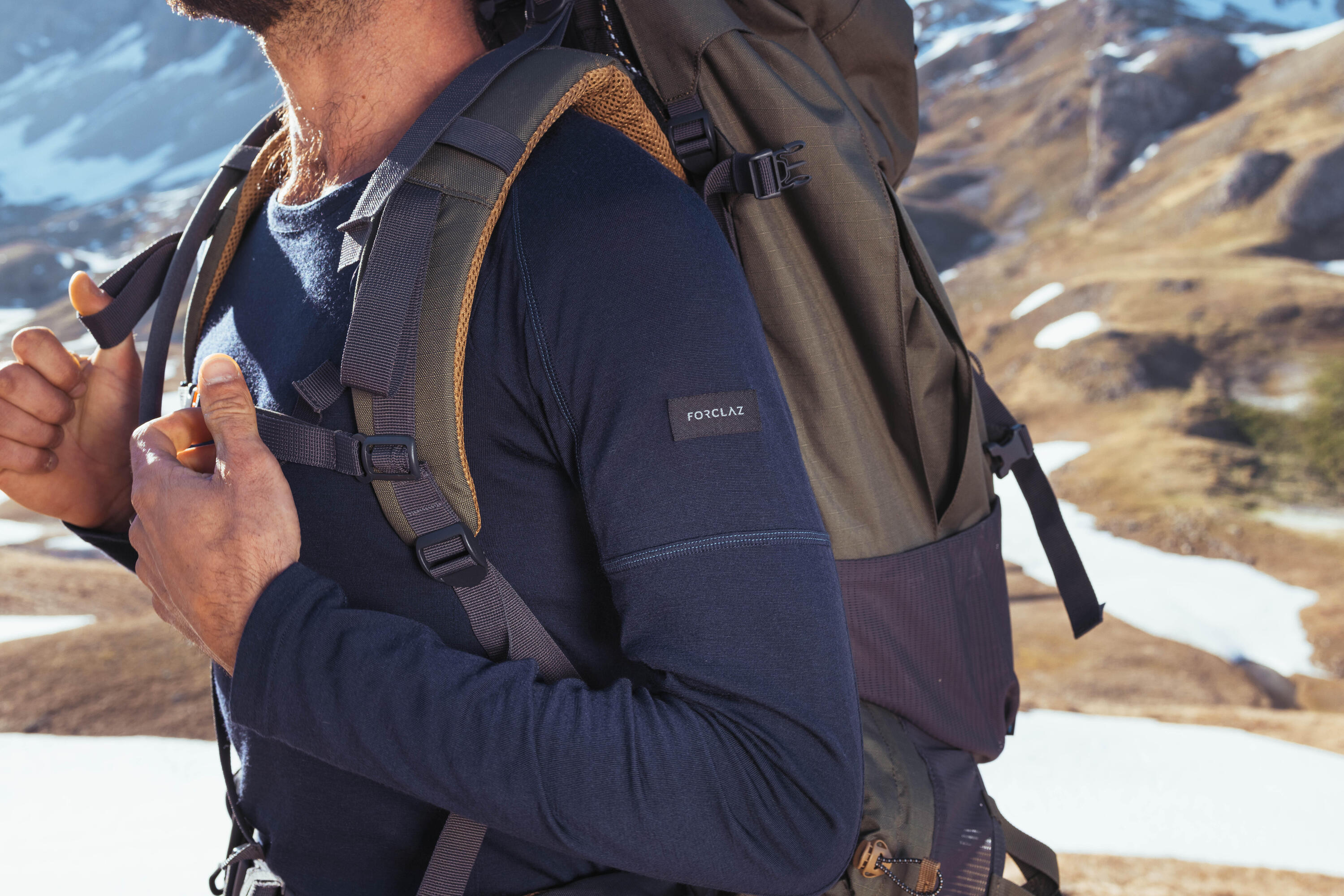 Forclaz Men's MT500 Merino Wool Long Sleeve Hiking Shirt - Warm & Breathable Base Layer for Outdoor Adventures & Cold Weather Activities
