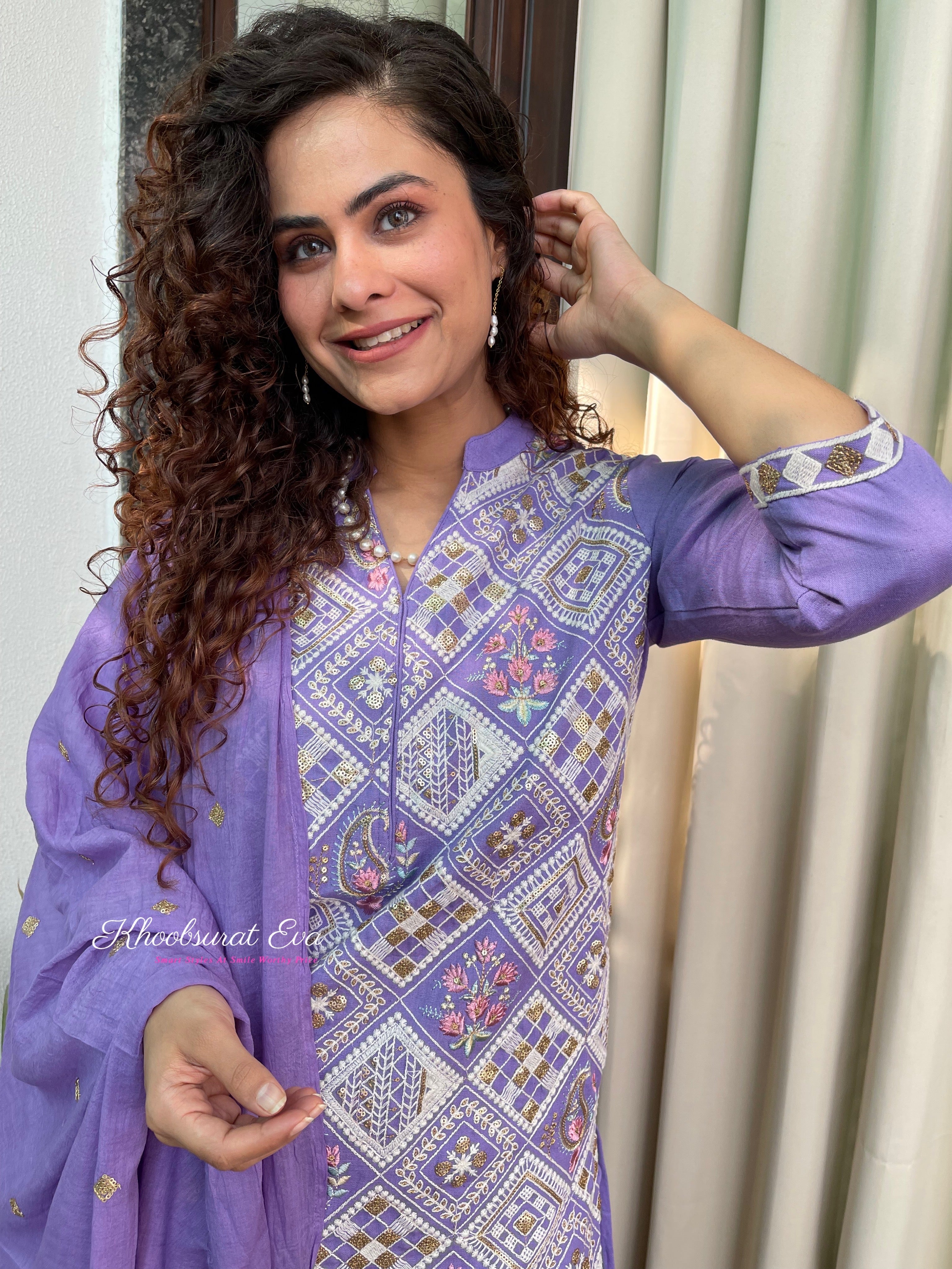 Elegant Purple Embroidered Dupatta Suit Set for Women - Traditional Indian Ethnic Wear for Weddings, Festivals & Special Occasions