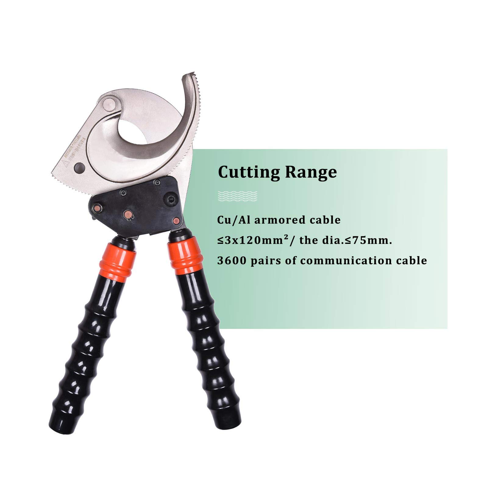 SANIK Heavy Duty Ratchet Cable Cutter with Telescoping Handles - Professional Wire Cutters for Cu-Al Armored Cable (3x120mm²) & 3600 Pairs Communication Cables - Ideal for Electricians, Construction & Telecom Work - Perfect for Cutting Thick Electrical Wires, Communication Lines and Industrial Cables