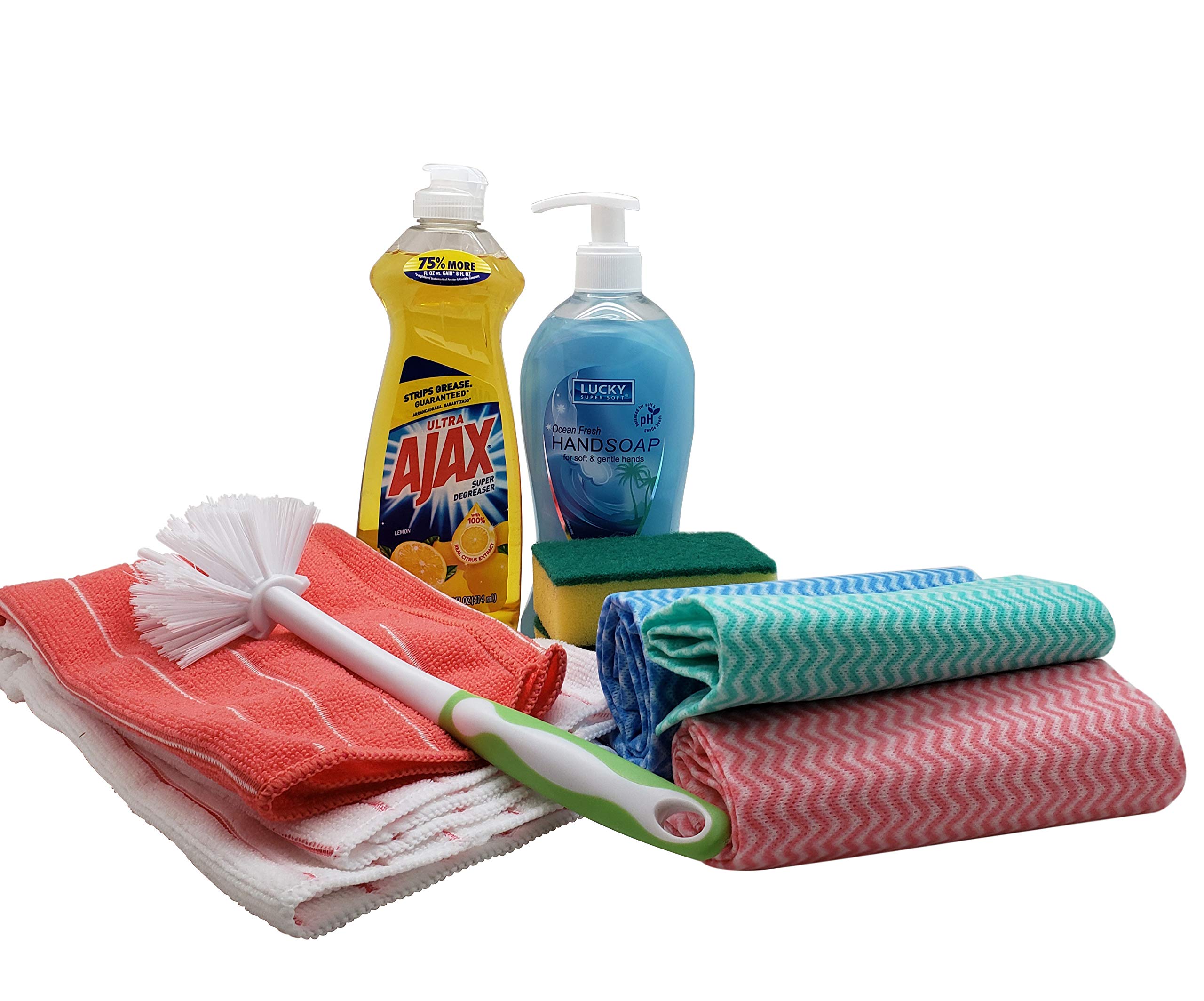 Complete Dorm Room Kitchen Cleaning Kit with Ajax, Sponges, Hand Soap & Essential Supplies | Perfect for College Students & Small Apartments
