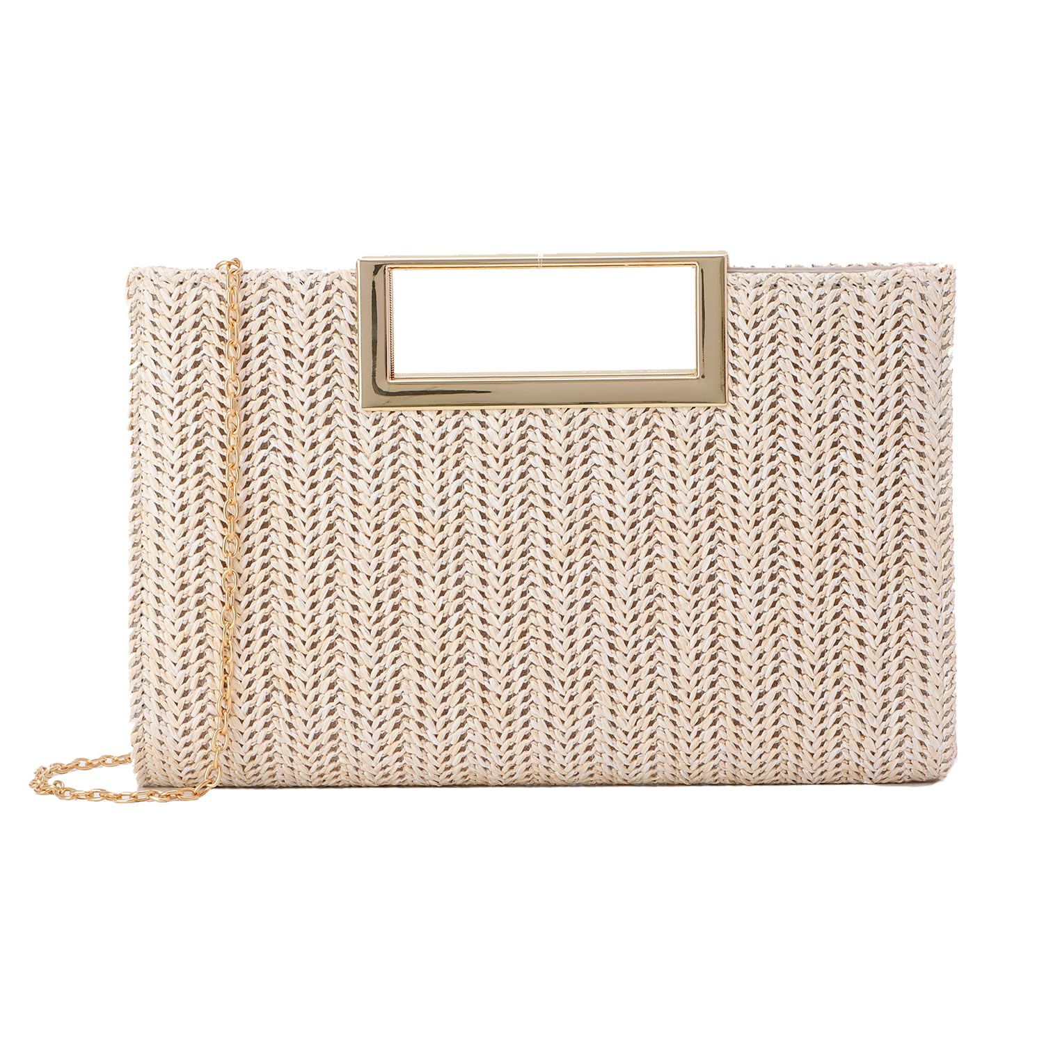 Stylish Straw Clutch Purse for Women - Woven Raffia Crossbody Bag with Top Handle, Perfect for Beach Vacations, Summer Evenings & Boho Fashion Accessories