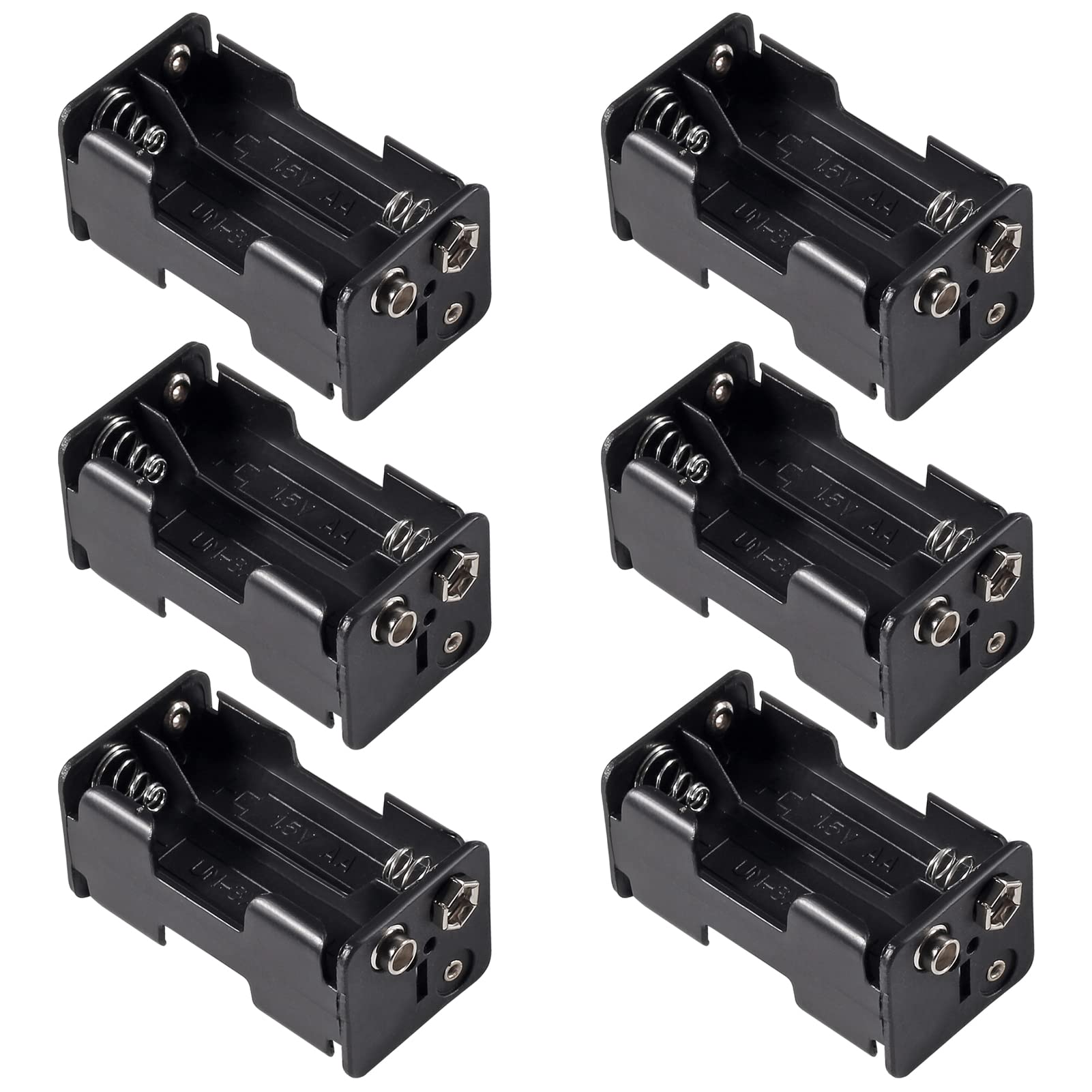 6-Pack AA Battery Holders with 4 x 1.5V Battery Slots - Secure Organizer for Electronics, Toys, Flashlights & Home Devices - Durable Plastic Battery Case for Easy Storage and Replacement