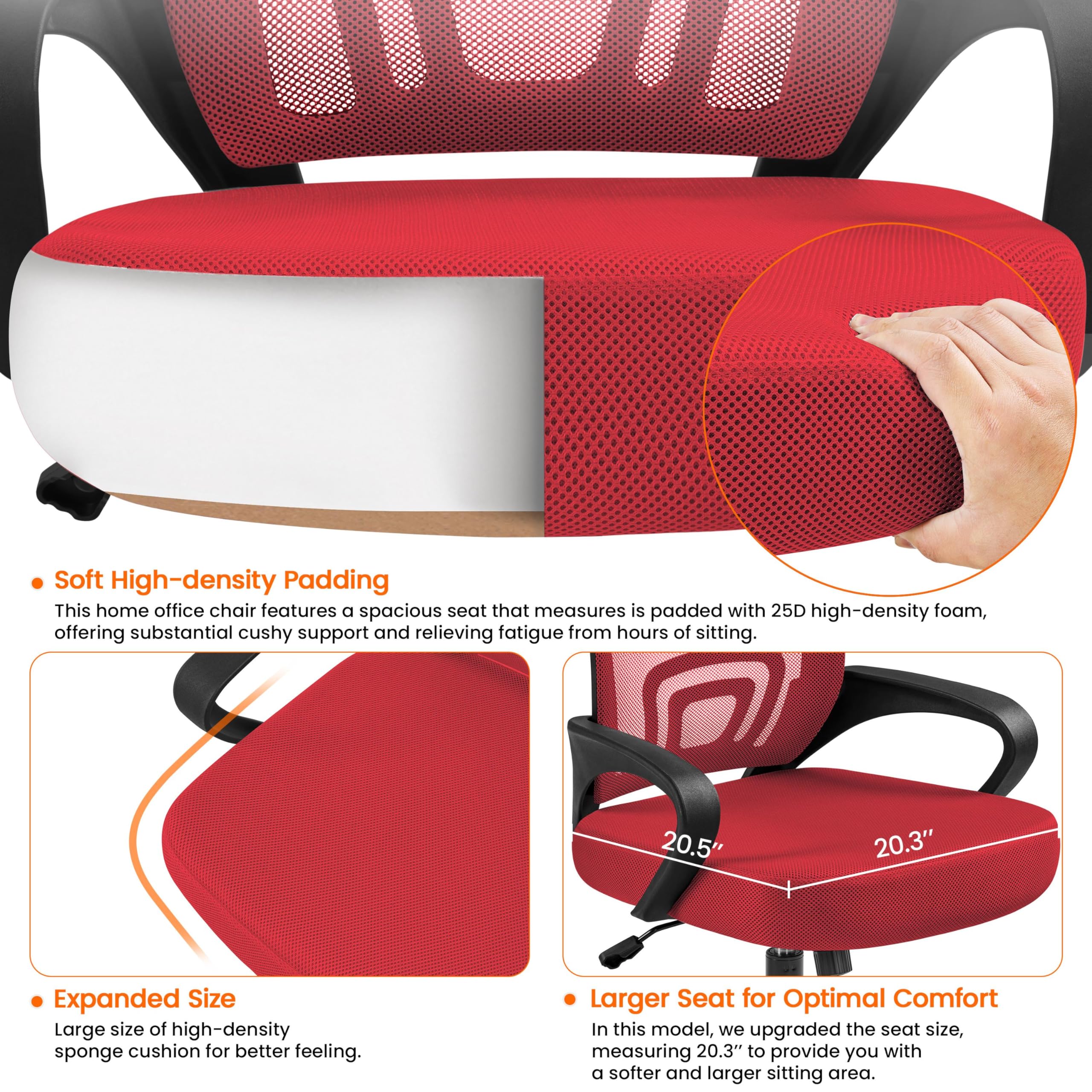 Topeakmart 2-Pack Ergonomic Office Chair with Mesh Back & Arms - Adjustable Executive Computer Chair for Back Pain Relief - Red (Perfect for Home Office, Gaming & Workspaces)