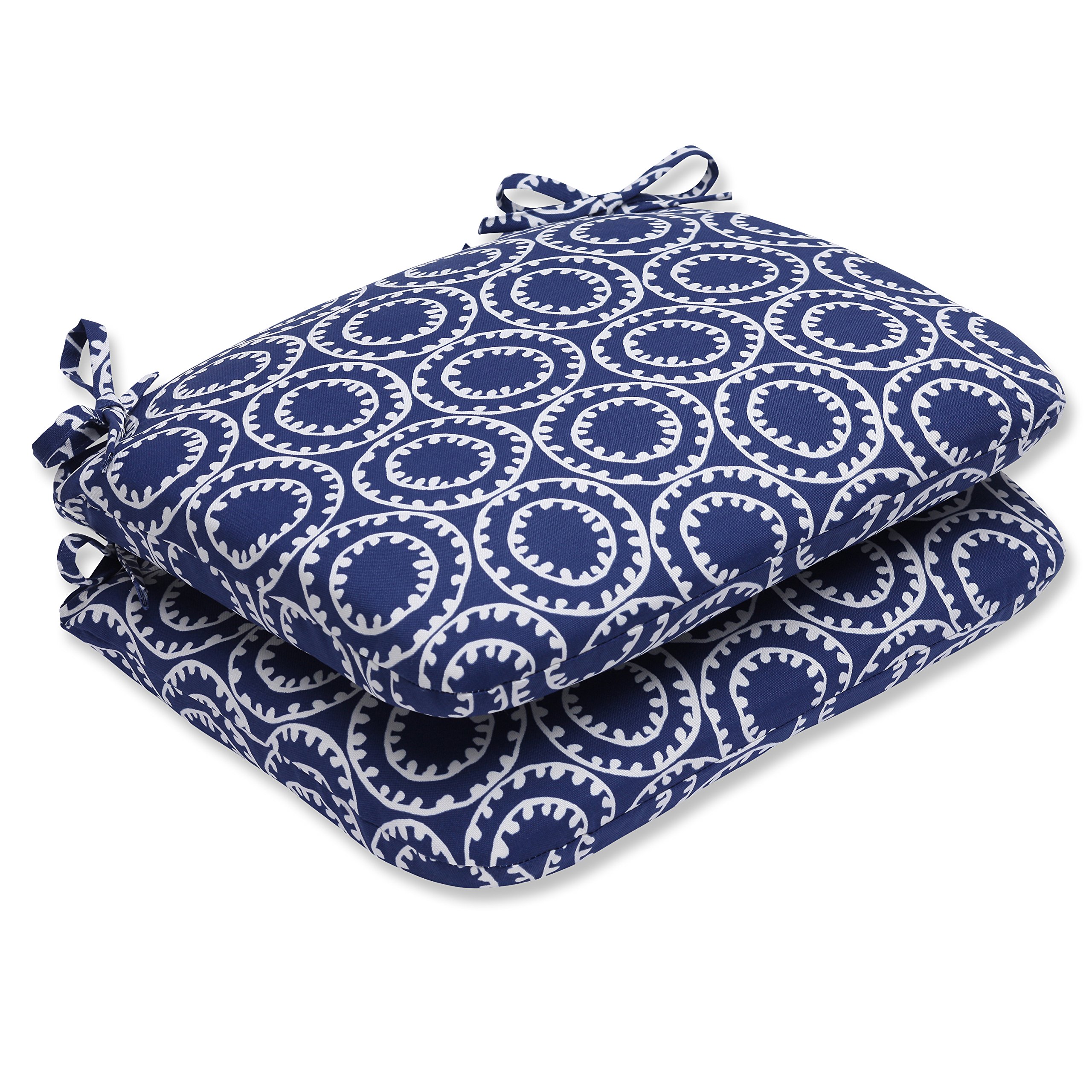 Pillow Perfect 568355 Navy Blue Round Corner Seat Cushions 18.5
