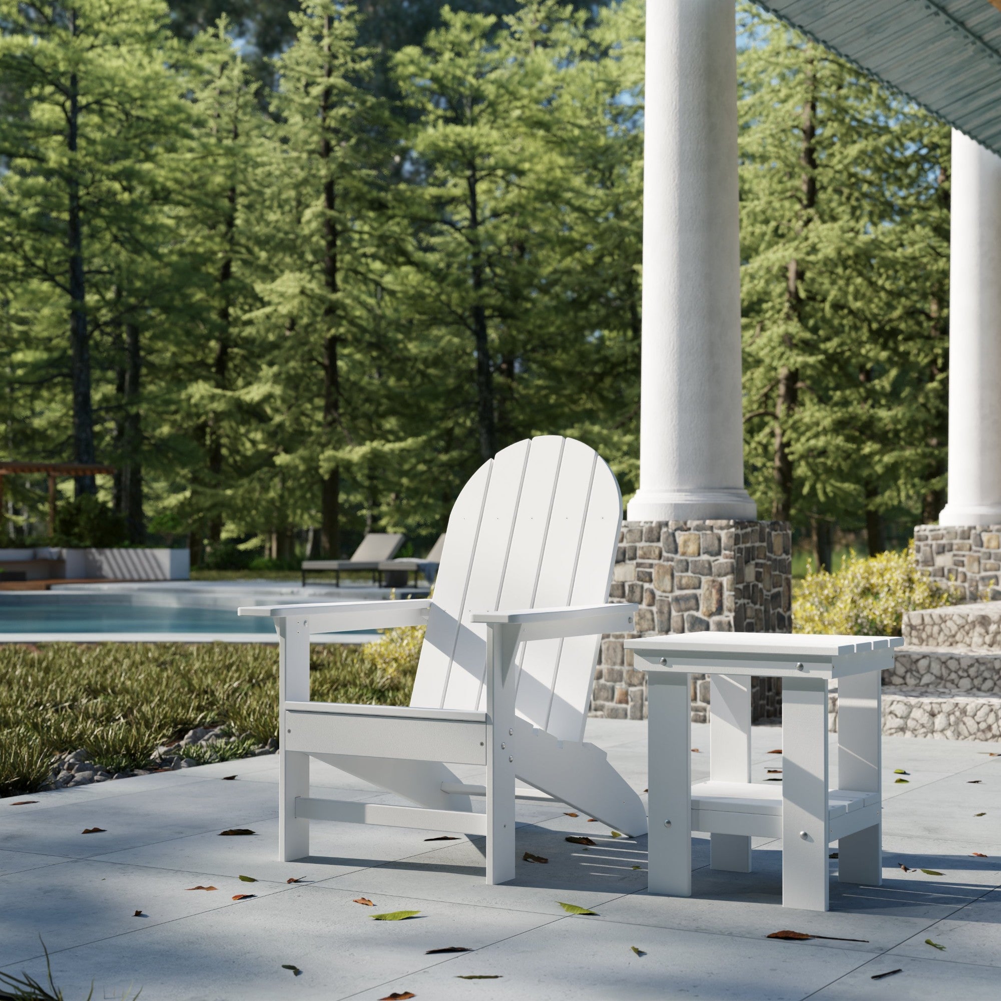Freedom Modern Adirondack Chair & Side Table Set - Durable Outdoor Patio Furniture for Garden, Poolside, Deck, and Backyard Relaxation