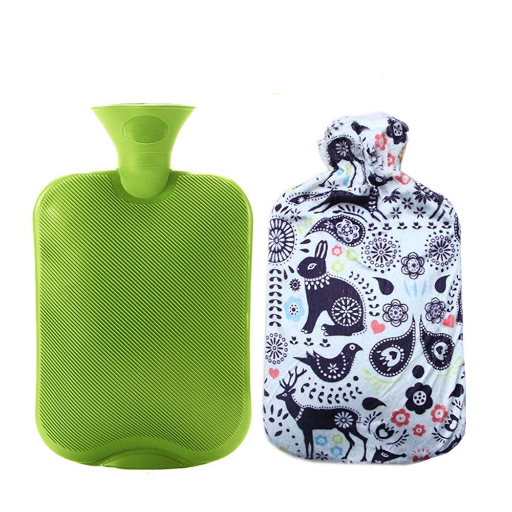 Premium 3L Classic Rubber Hot Water Bottle with Soft Fleece Cover - Hot & Cold Therapy for Pain Relief, Muscle Soreness & Warmth - Perfect for Winter, Period Cramps & Arthritis Comfort (Green)